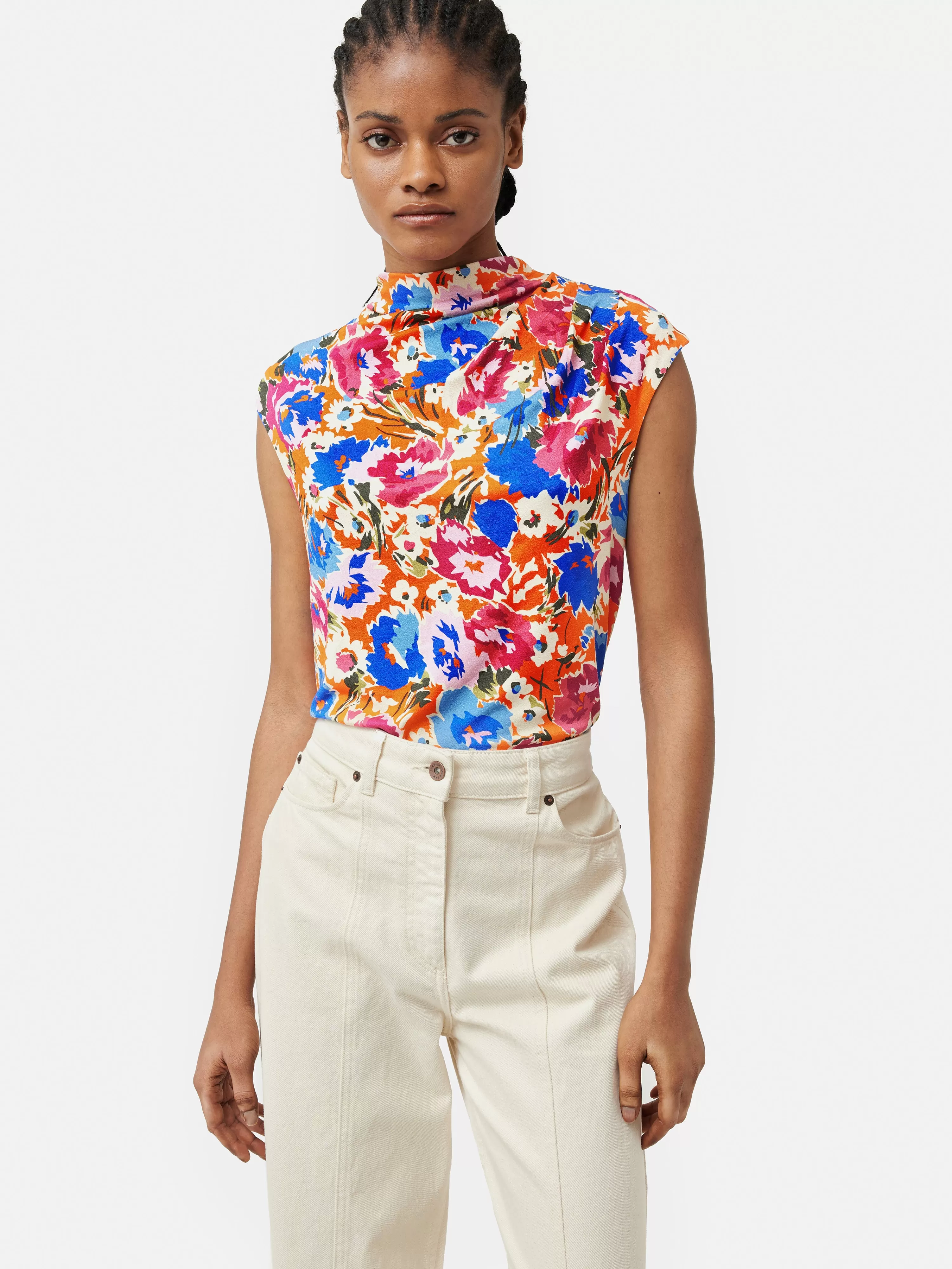 Jigsaw Abstract Meadow Pleat Top-Women Tops