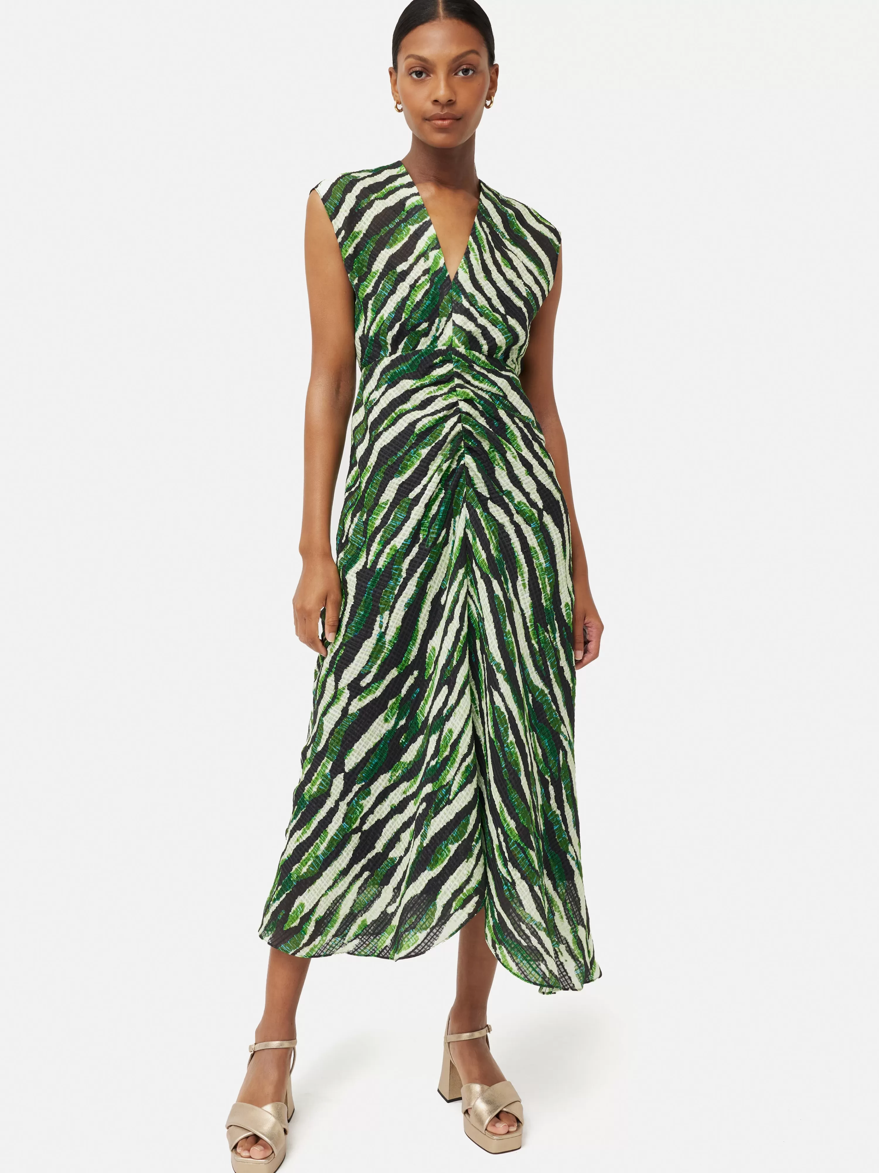 Jigsaw Abstract Zebra Silk Linen Dress-Women Dresses & Jumpsuits