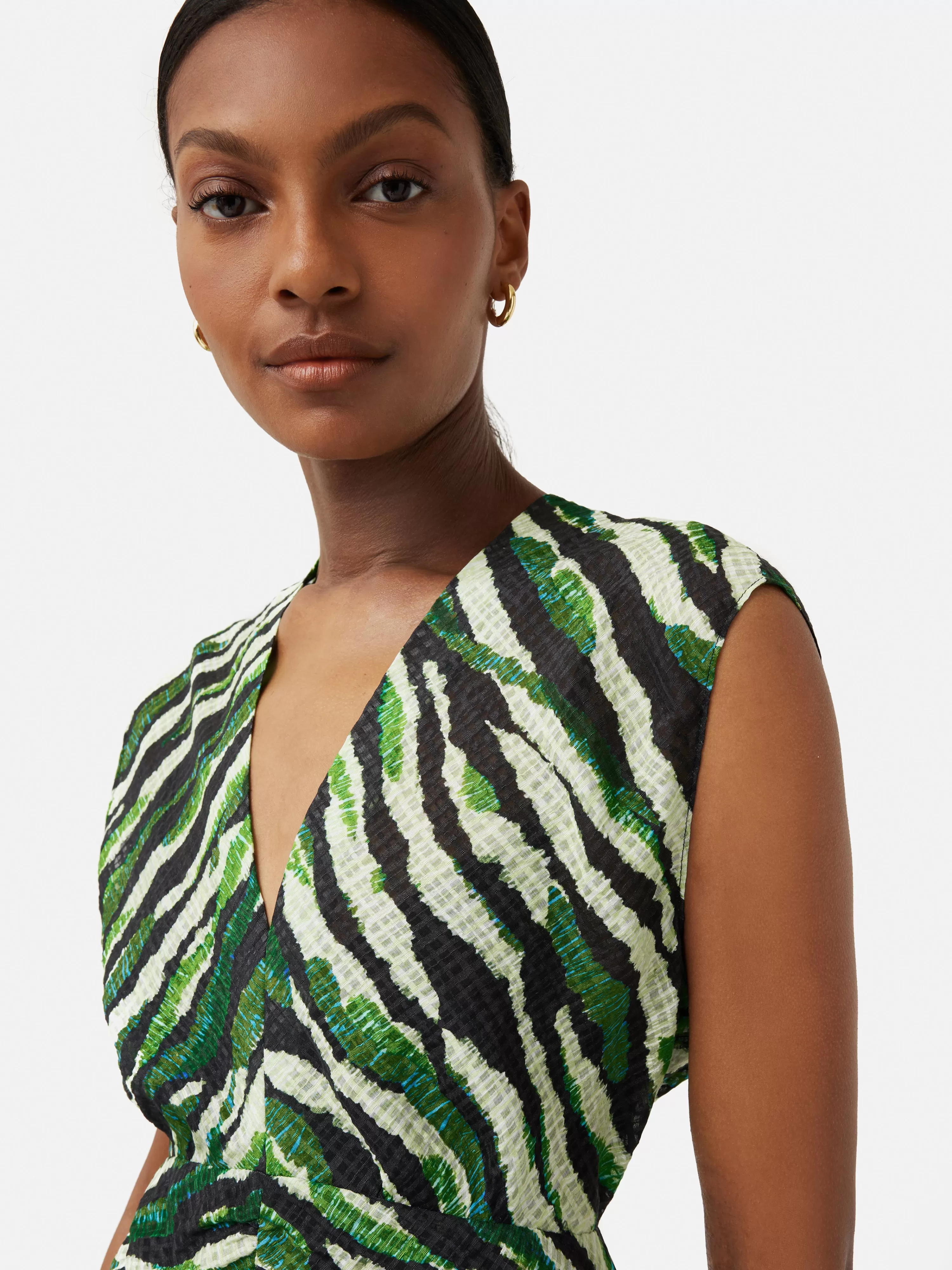 Jigsaw Abstract Zebra Silk Linen Dress-Women Dresses & Jumpsuits