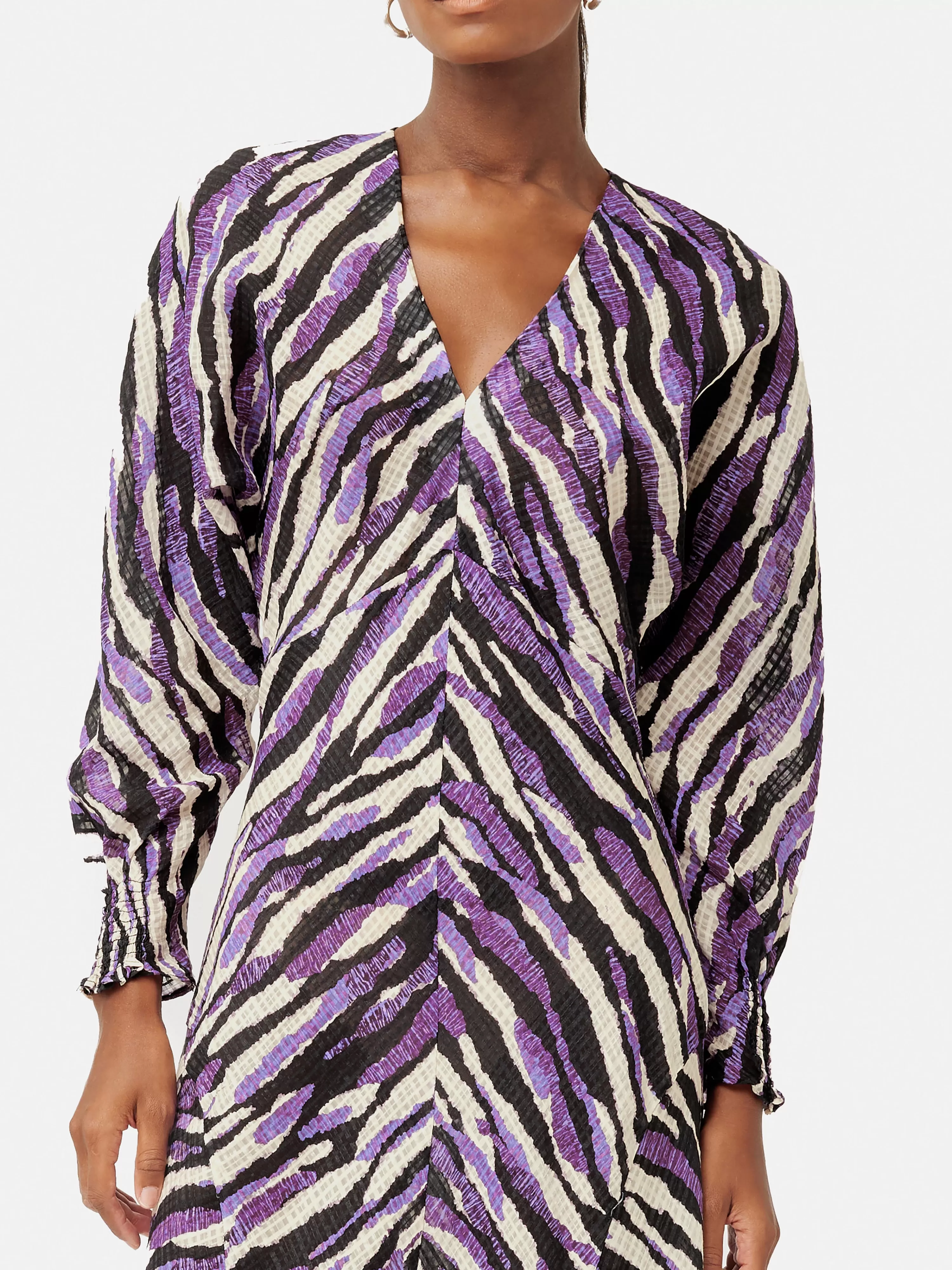 Jigsaw Abstract Zebra Silk Linen Midi Dress-Women Dresses & Jumpsuits