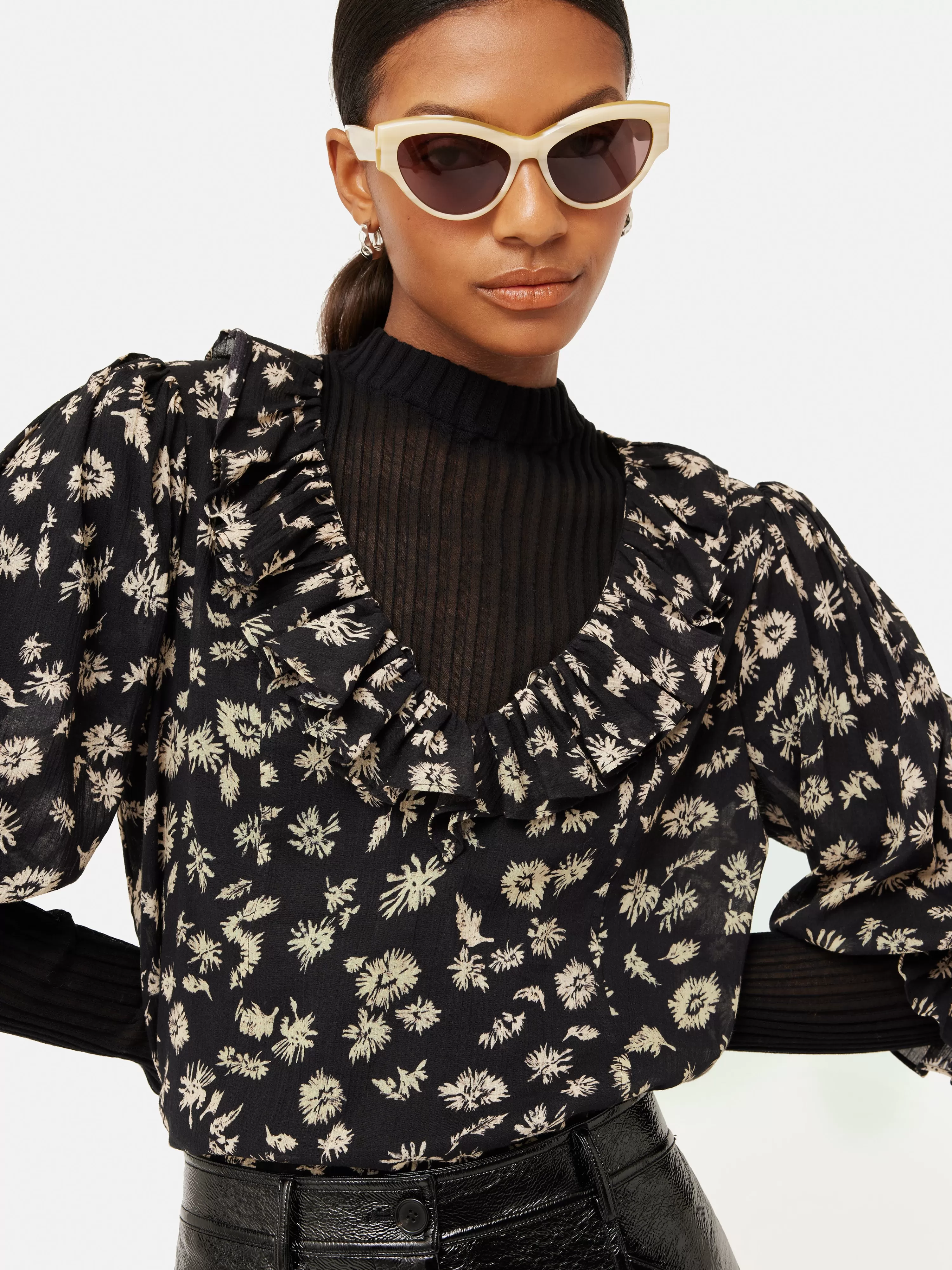 Jigsaw Aster Floral Crinkle Top-Women Shirts & Blouses