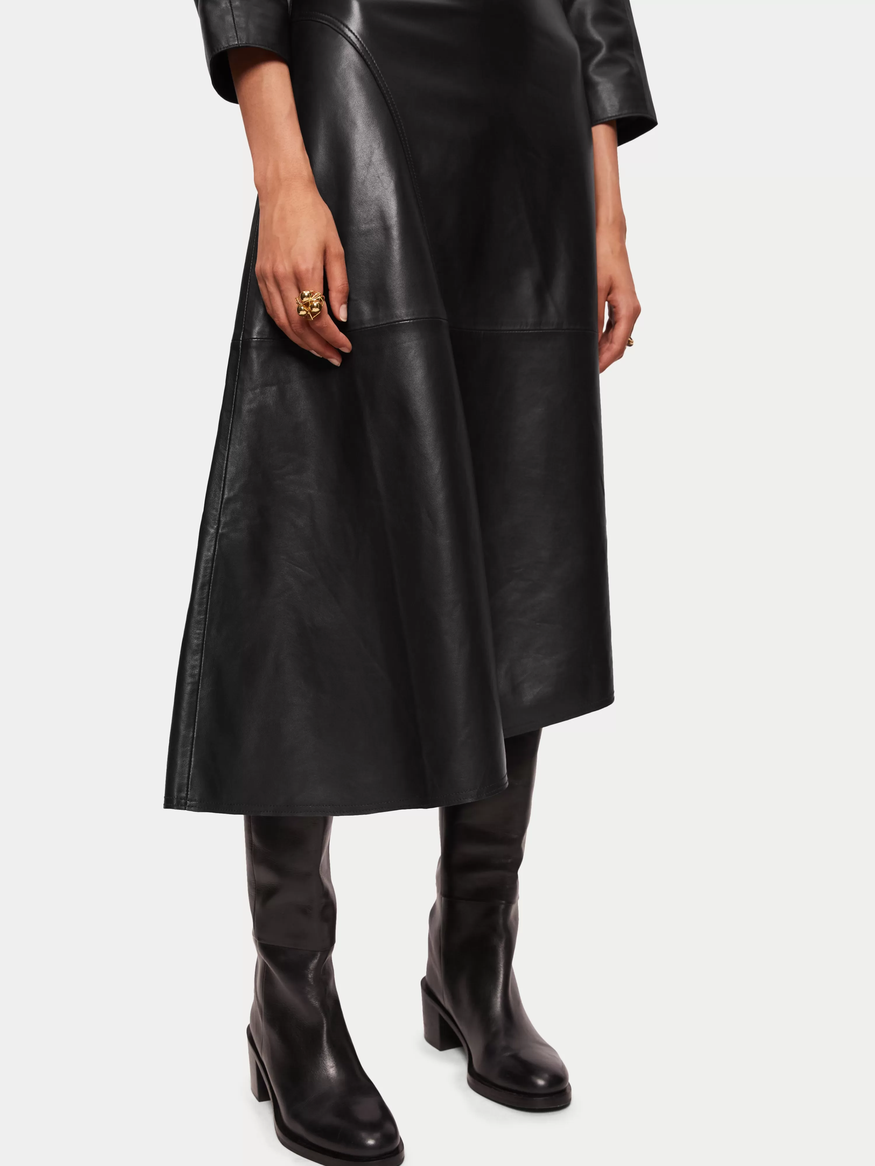 Jigsaw Asymmetric Leather Dress-Women Dresses & Jumpsuits