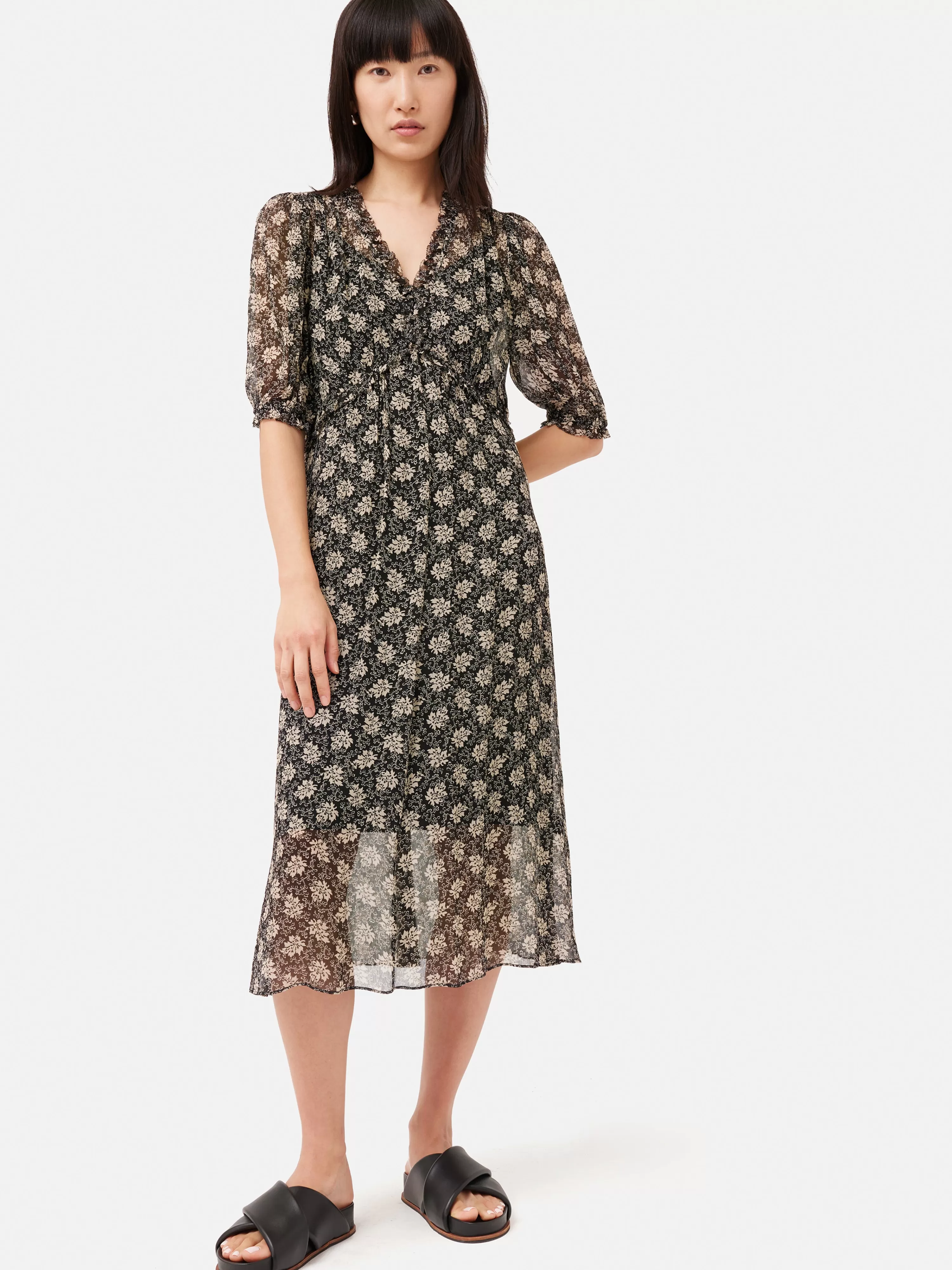 Jigsaw Block Leaf Crinkle Midi Dress-Women Dresses & Jumpsuits