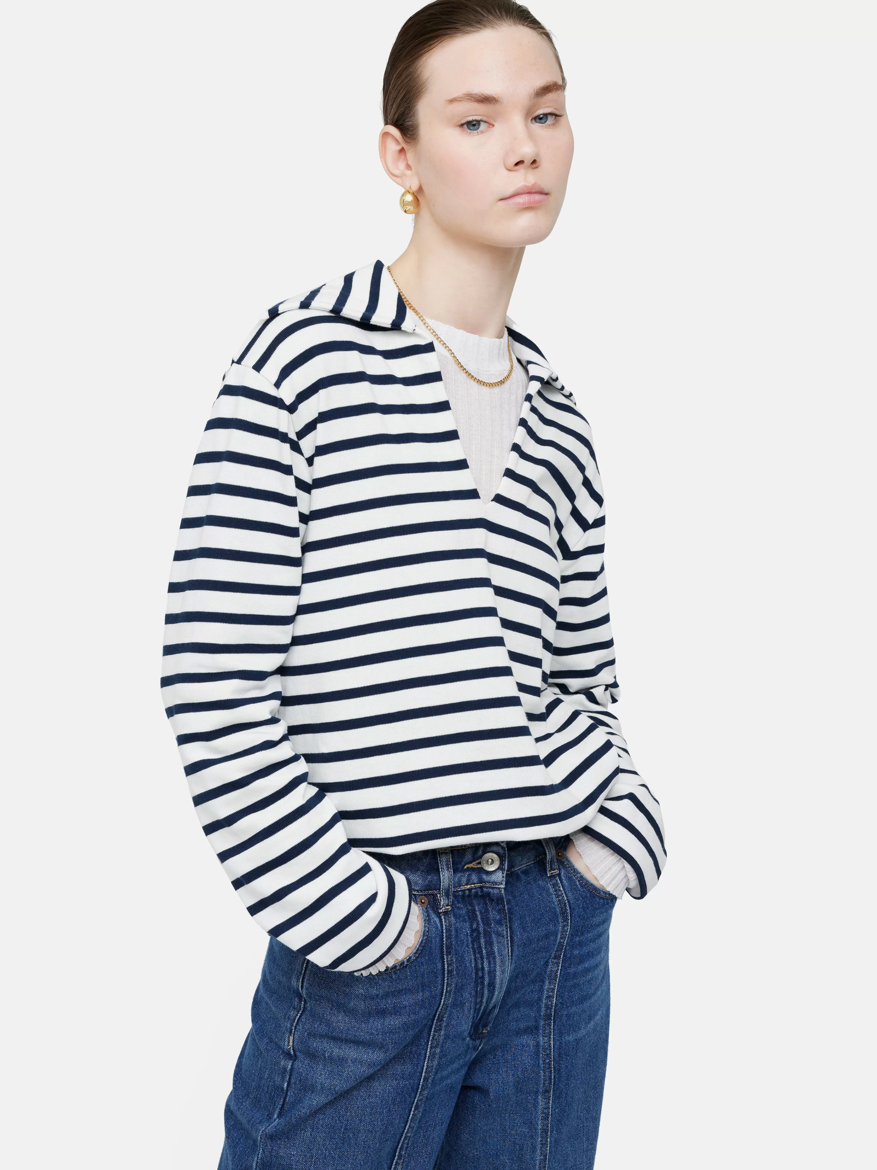 Jigsaw Breton Stripe Sweatshirt-Women T-Shirts