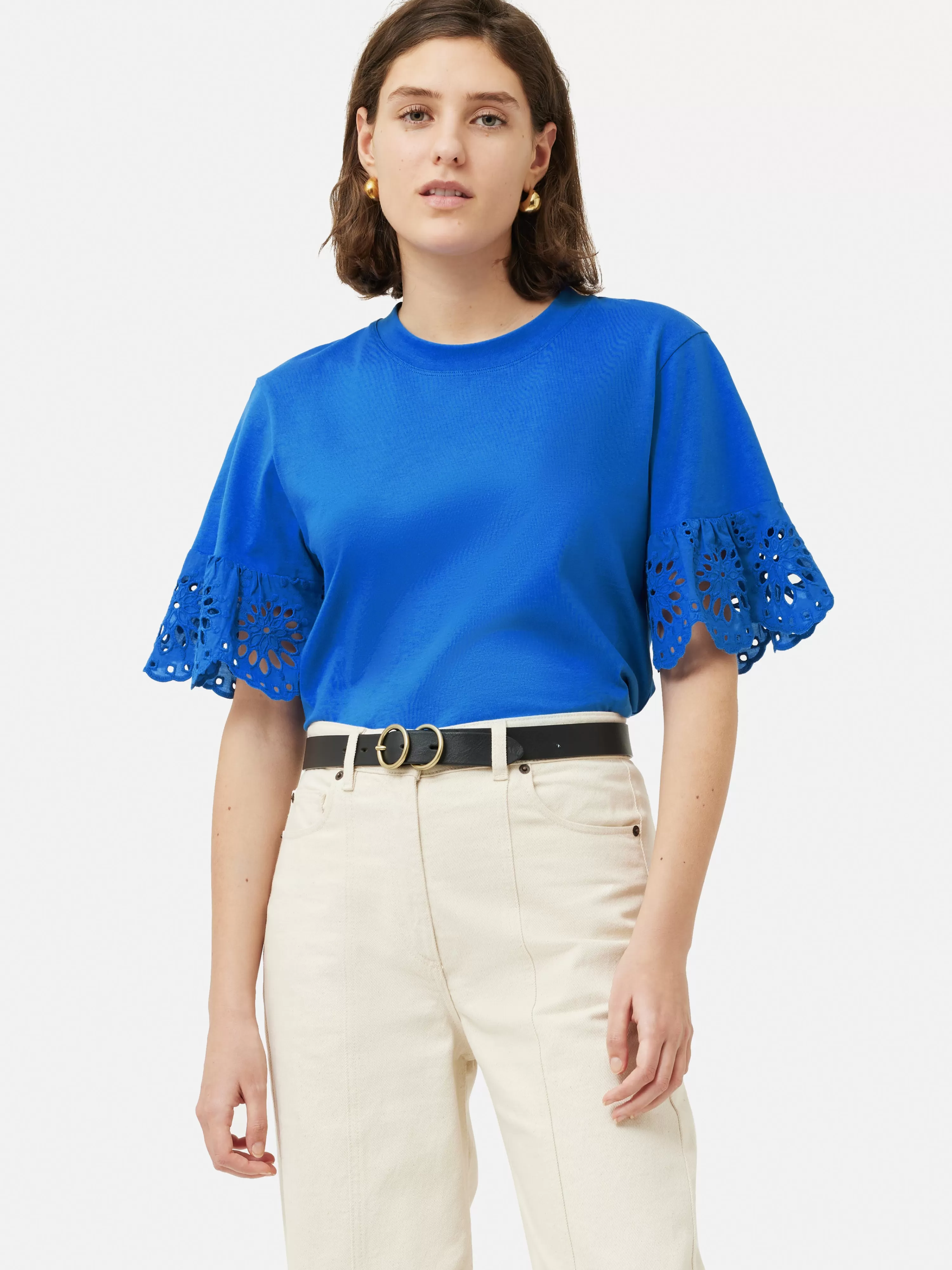 Jigsaw Broderie Anglaise Boxy T-Shirt-Women Tops