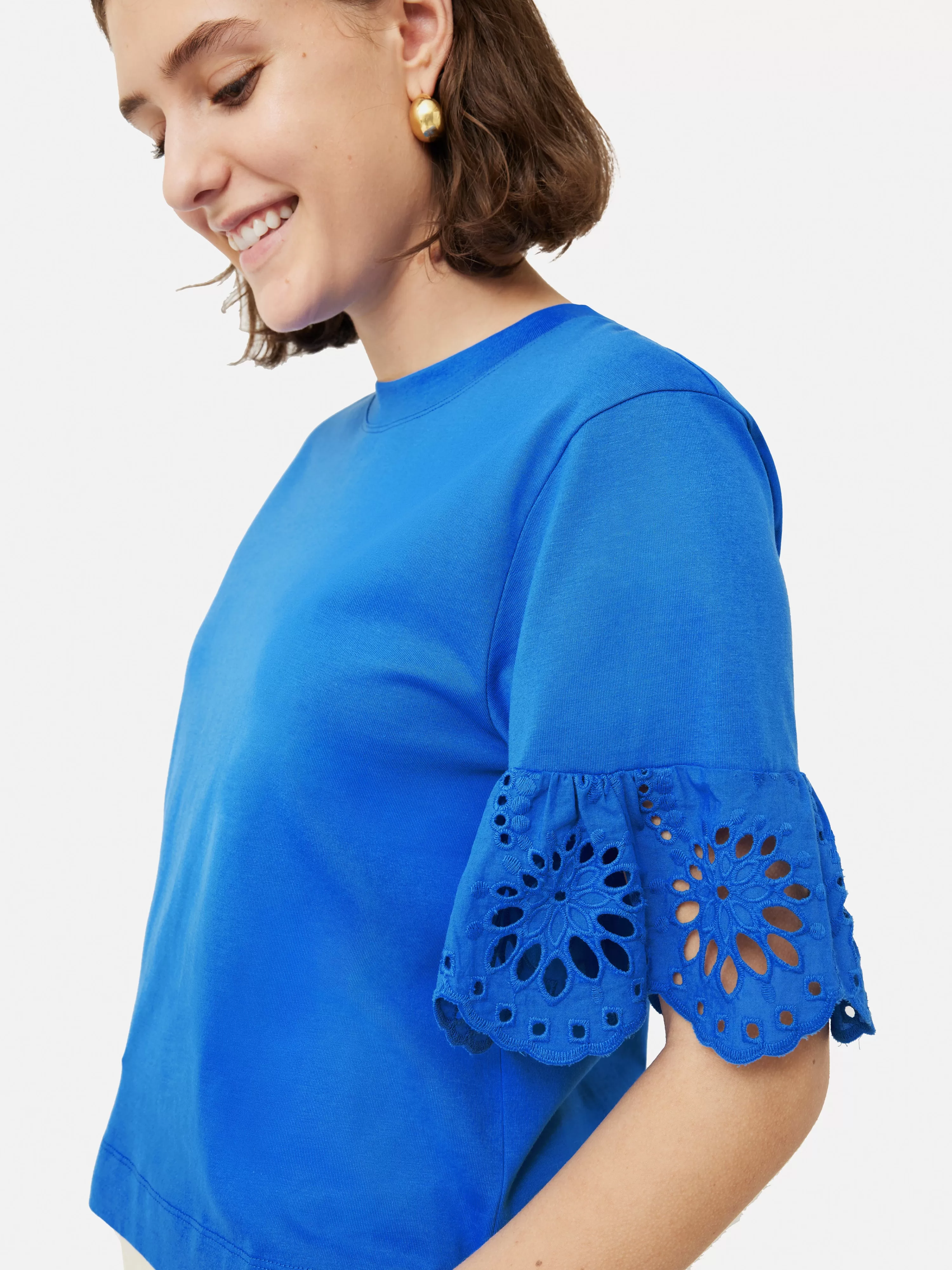 Jigsaw Broderie Anglaise Boxy T-Shirt-Women Tops