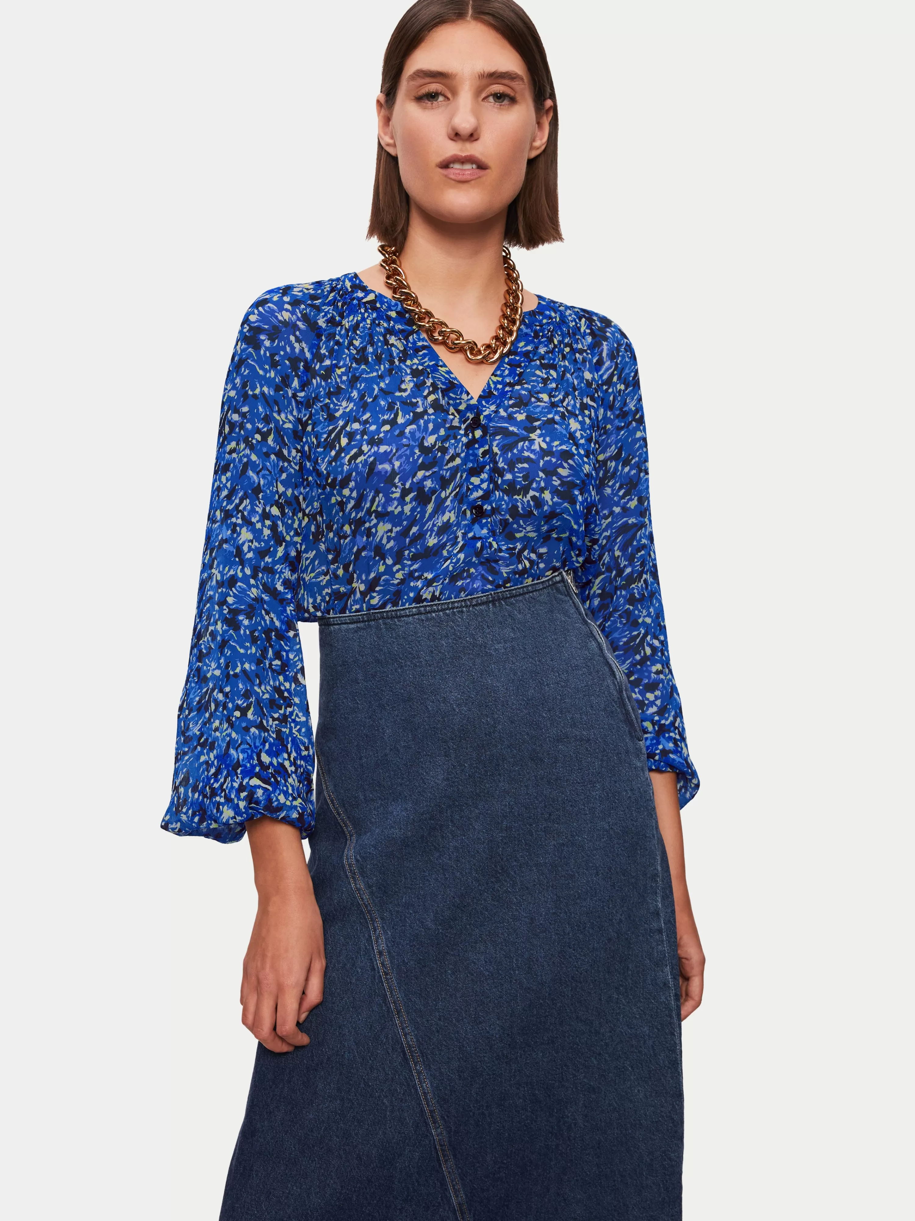 Jigsaw Brushwork Crinkle Blouse-Women Shirts & Blouses