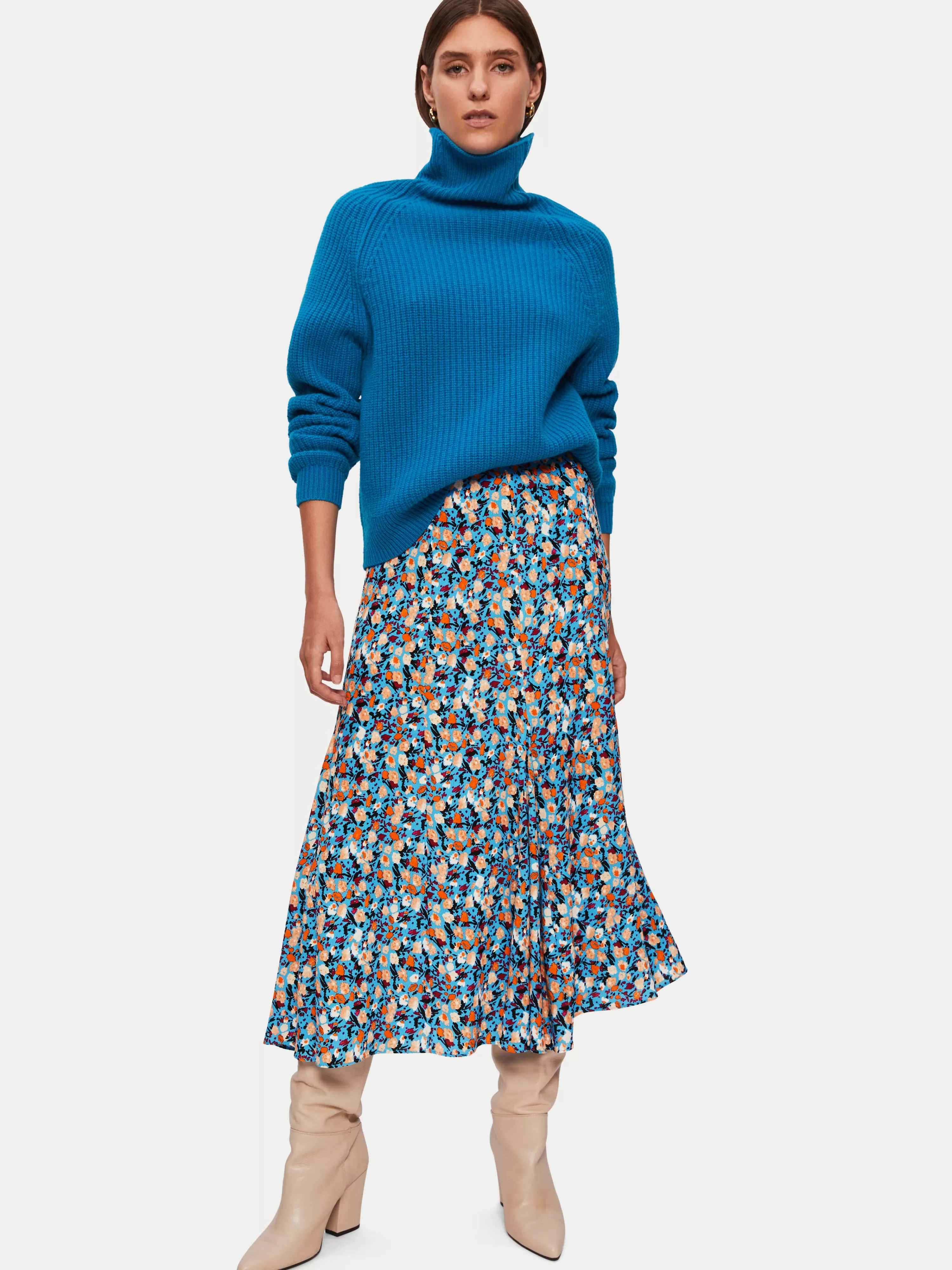 Jigsaw Carnation Midi Skirt-Women Skirts