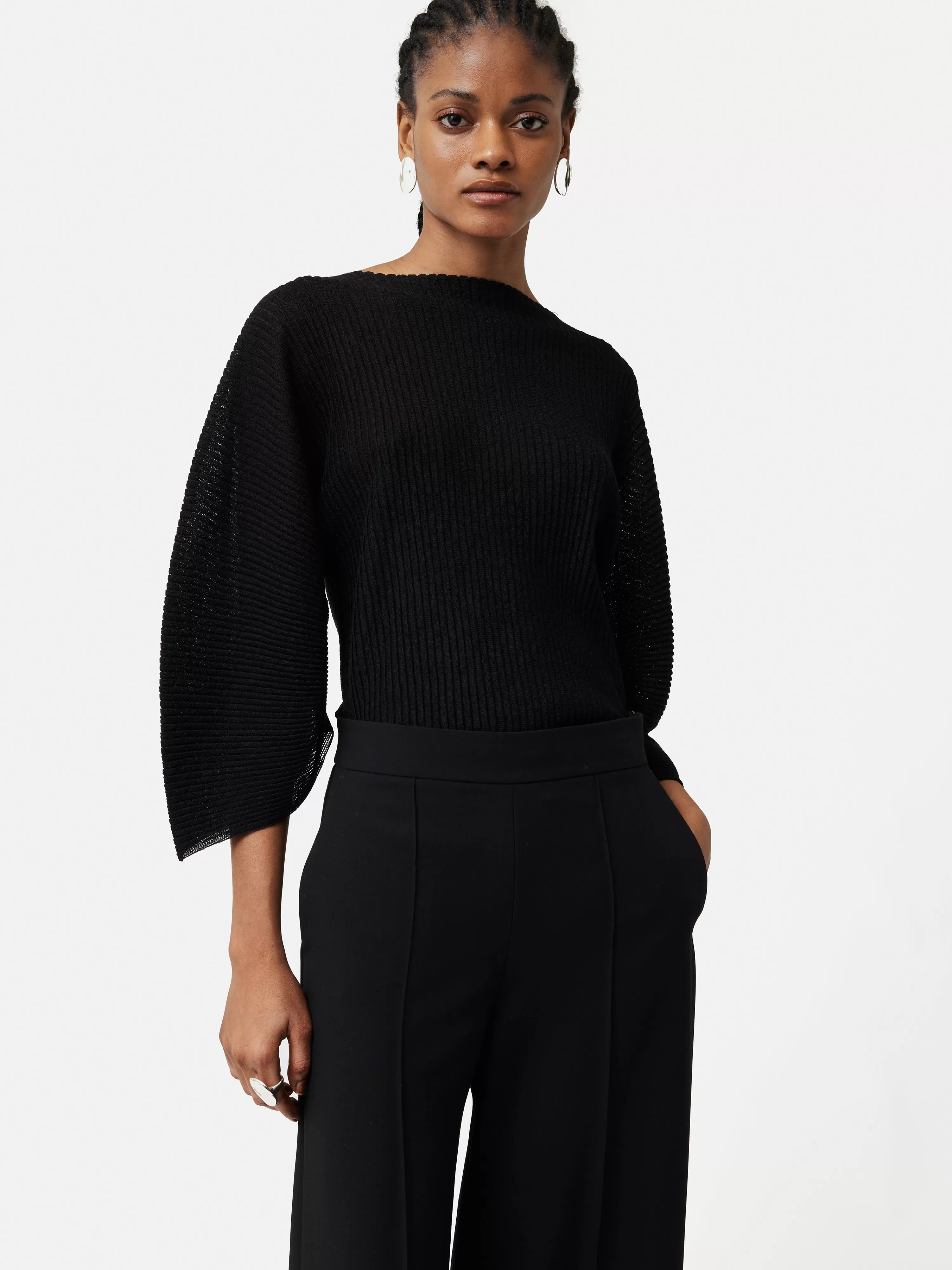 Jigsaw Circular Sleeve Knitted Top-Women Knitwear & Cashmere