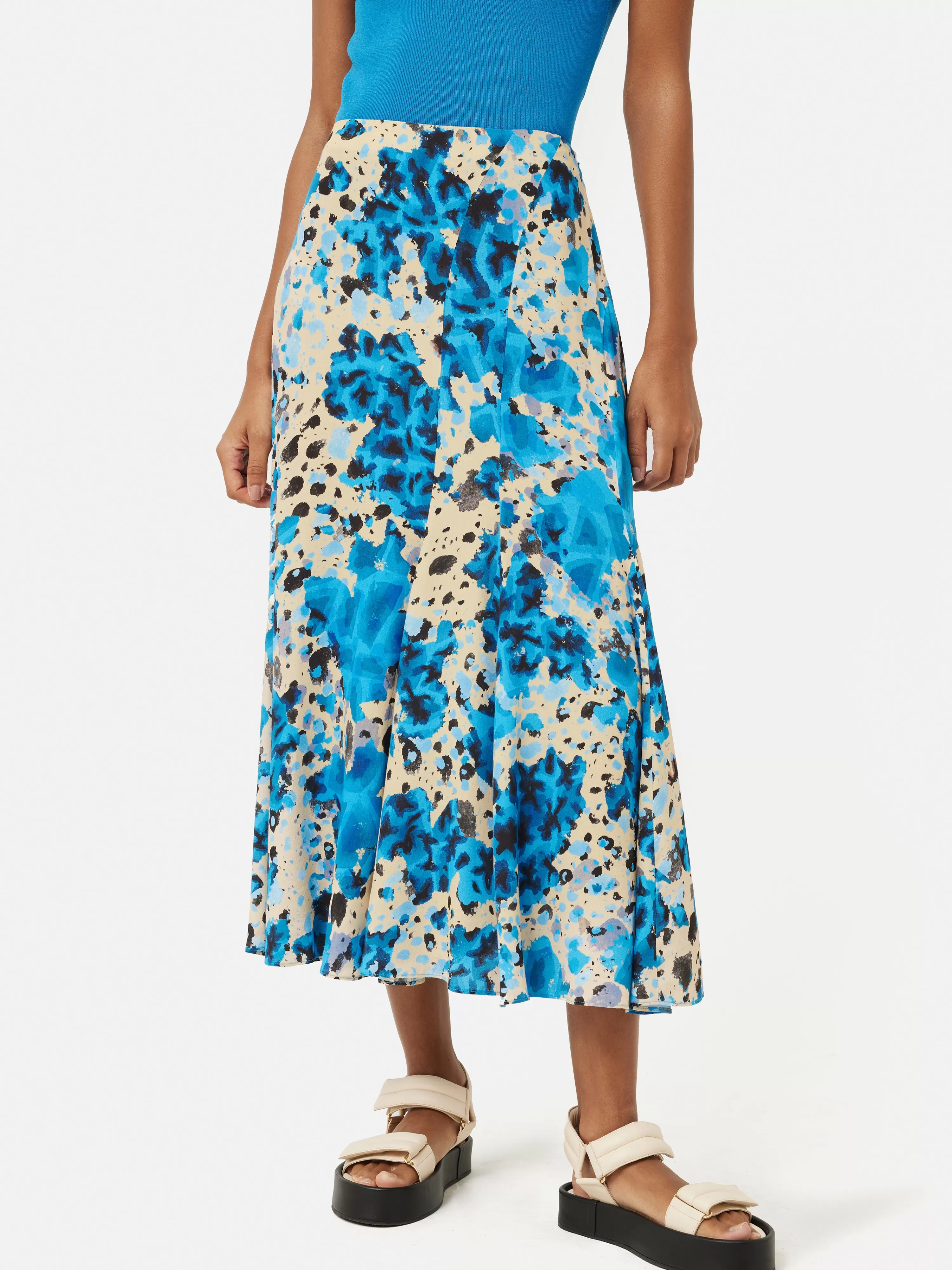 Jigsaw Clouded Leopard Midi Skirt-Women Skirts