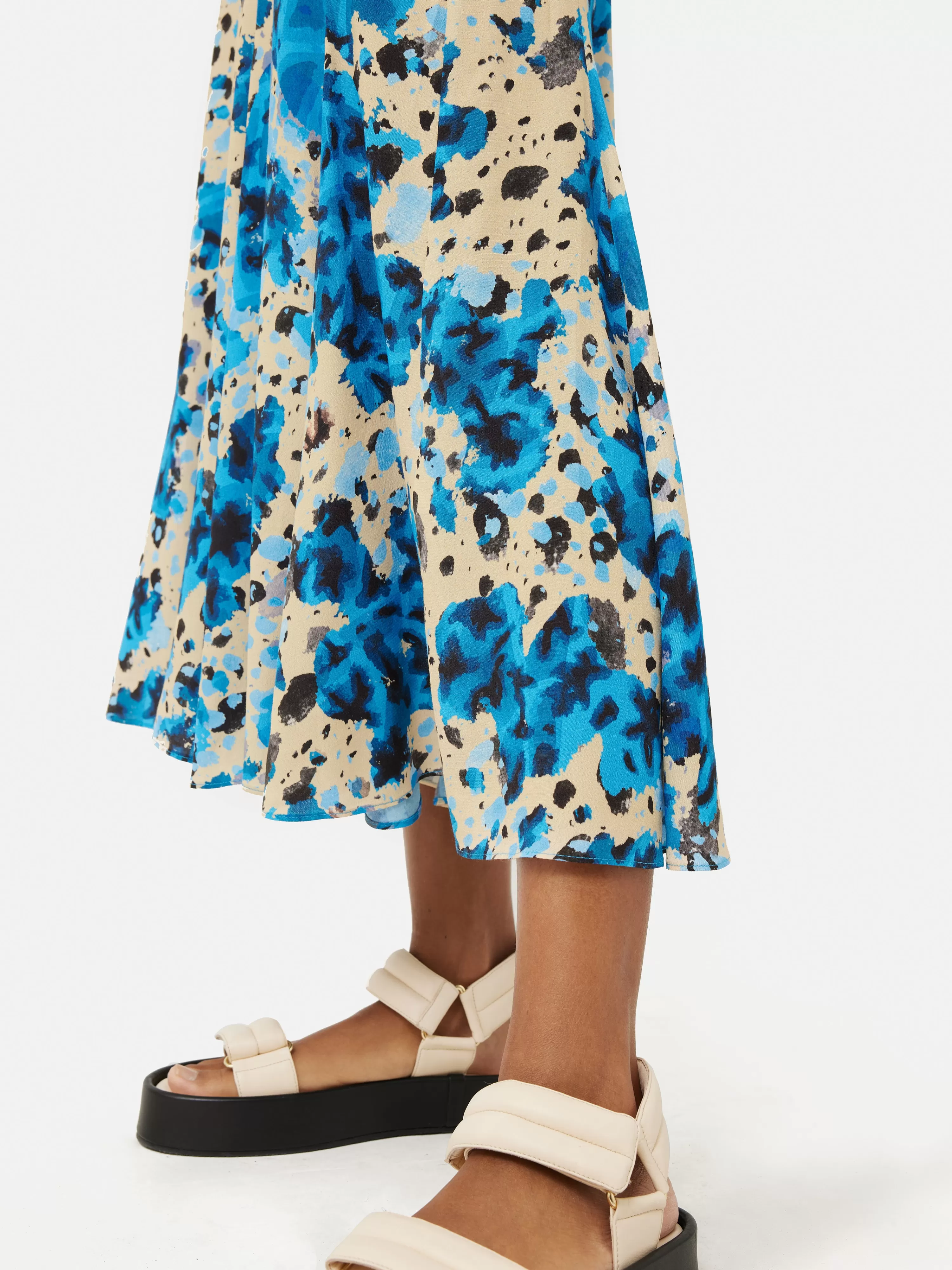 Jigsaw Clouded Leopard Midi Skirt-Women Skirts