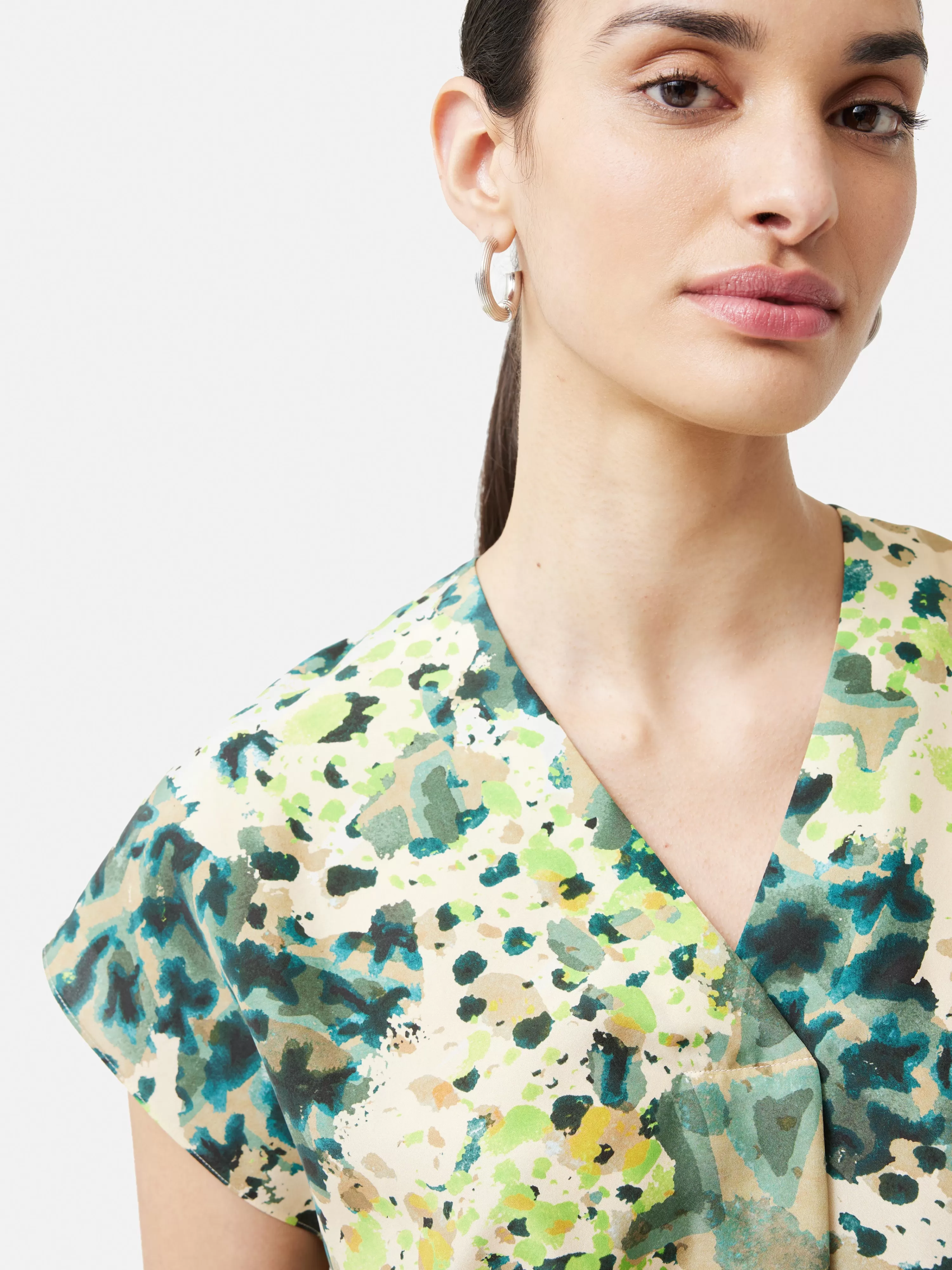 Jigsaw Clouded Leopard Silk Top-Women Tops