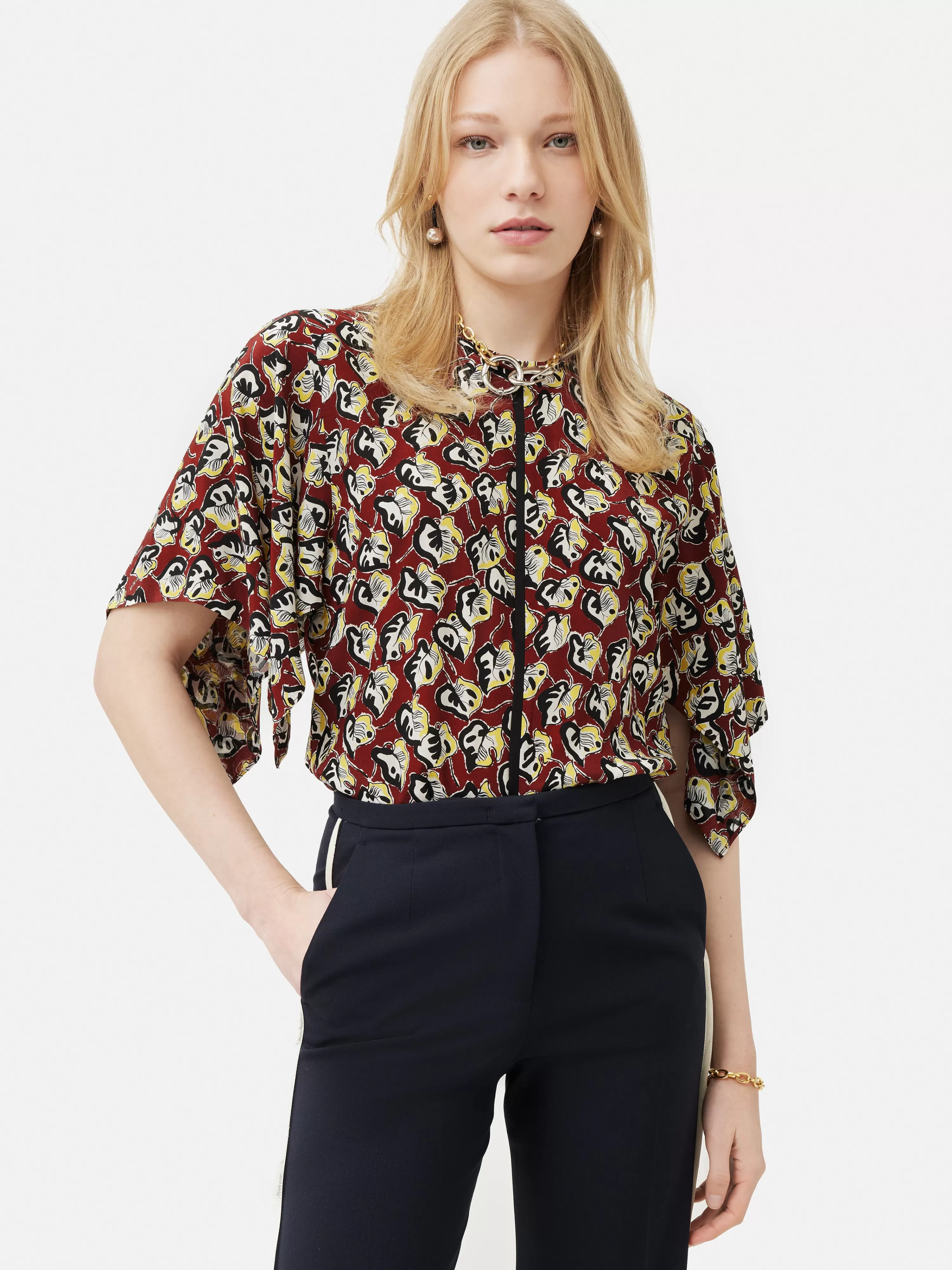 Jigsaw Collagerie Fig Leaf Top-Women Tops