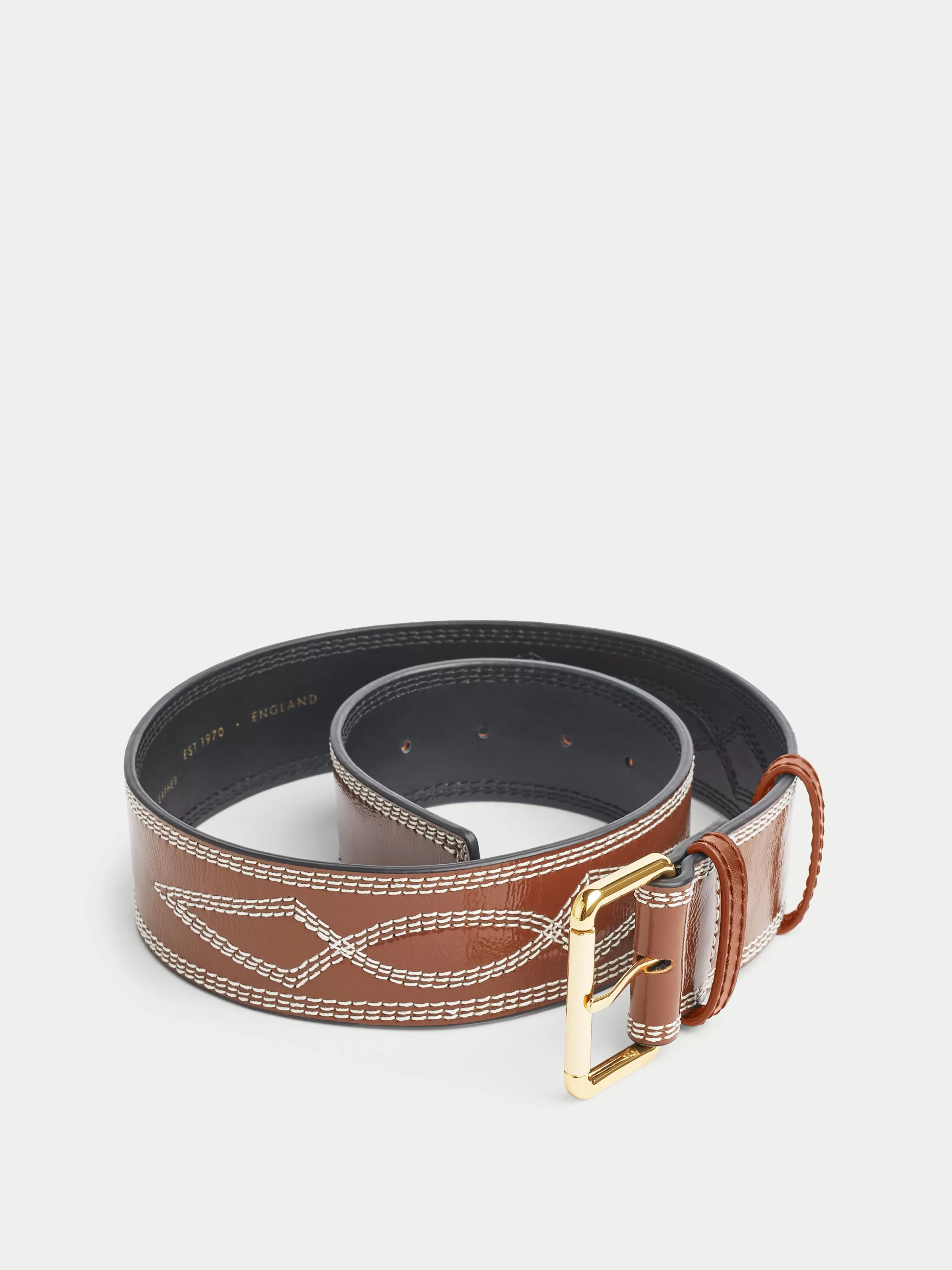 Jigsaw Collagerie Stitch Leather Belt-Women Belts