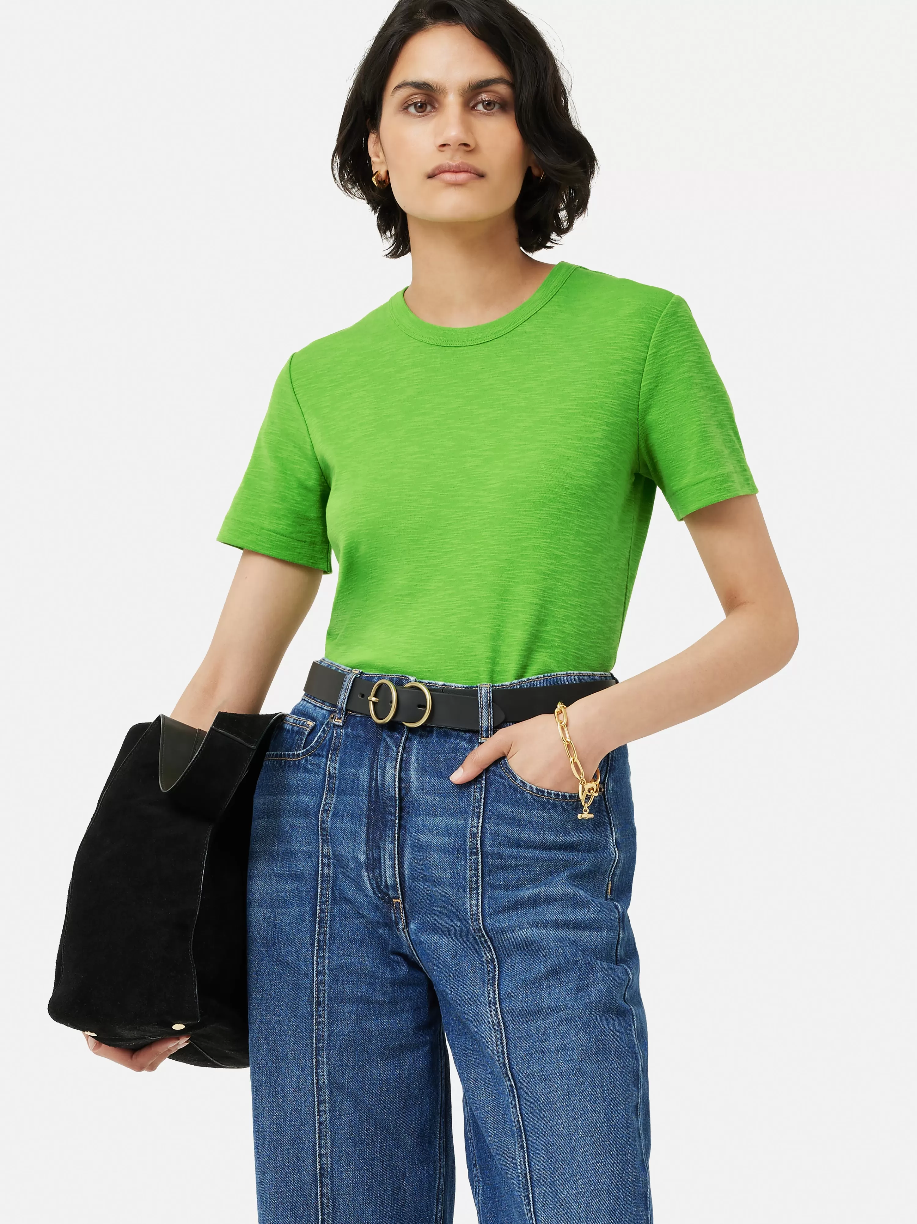 Jigsaw Cotton Luxe Short Sleeve Tee-Women Tops