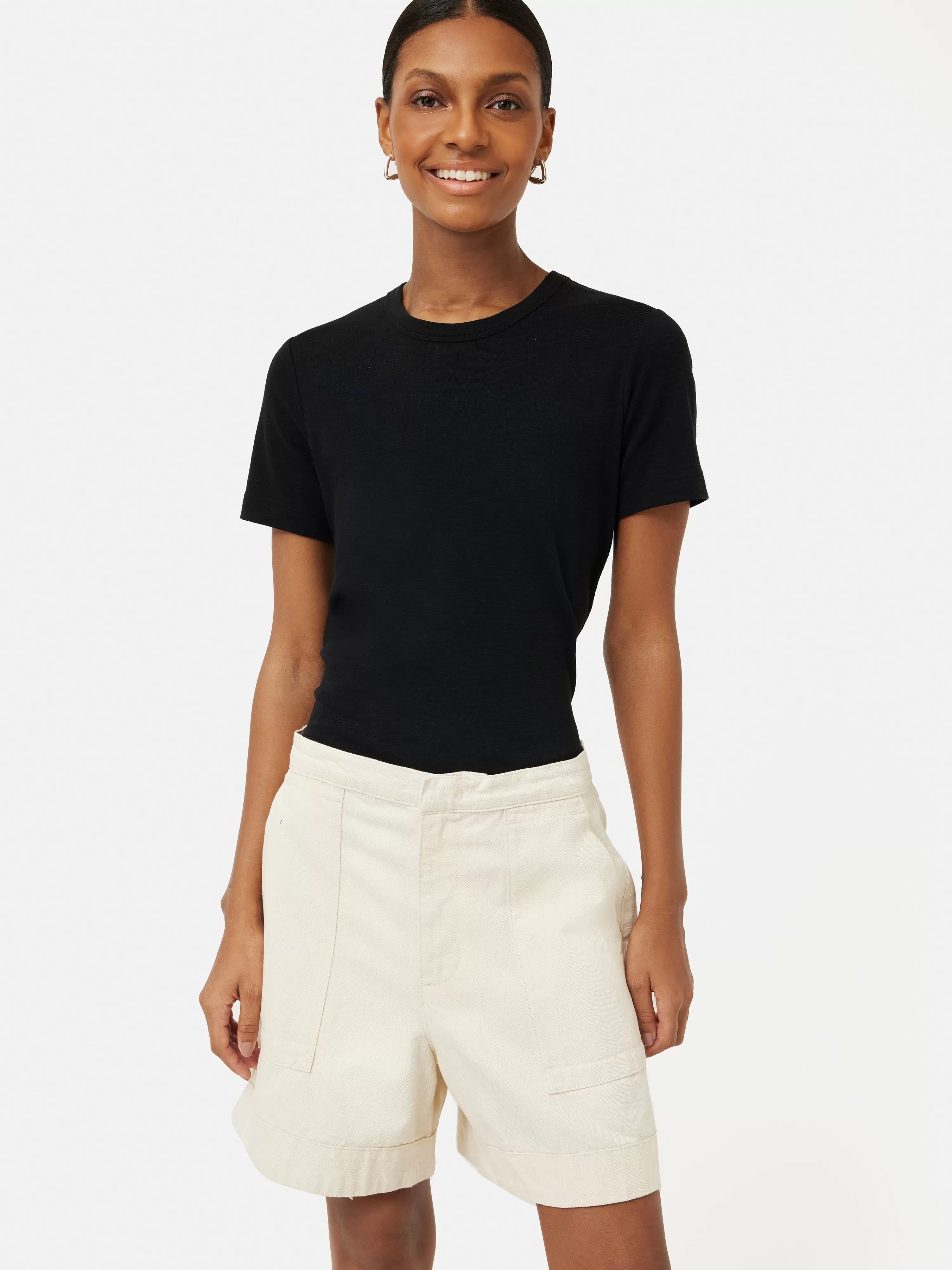 Jigsaw Cotton Luxe Short Sleeve Tee-Women Tops