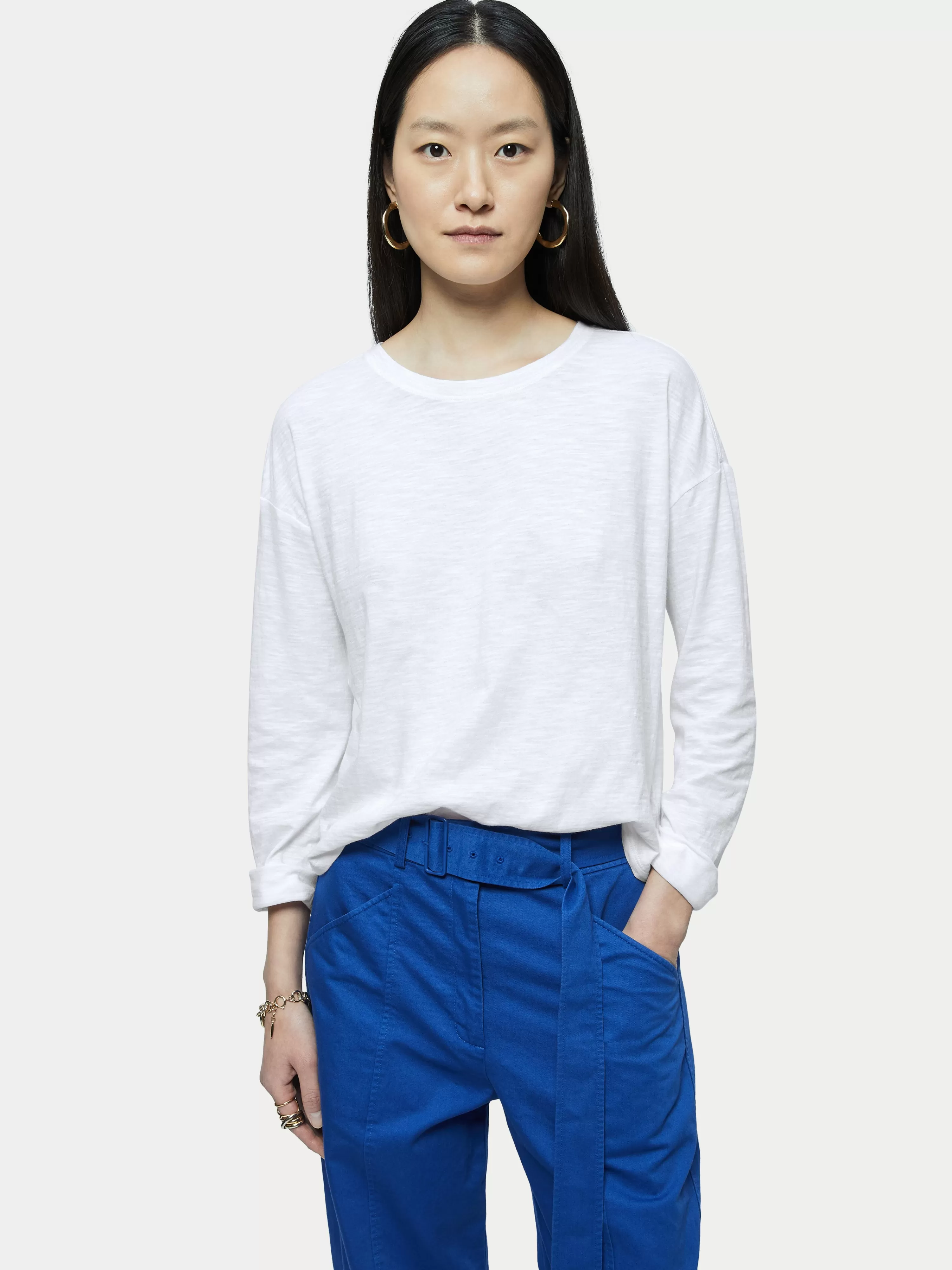 Jigsaw Cotton Slub Long Sleeve Tee-Women T-Shirts