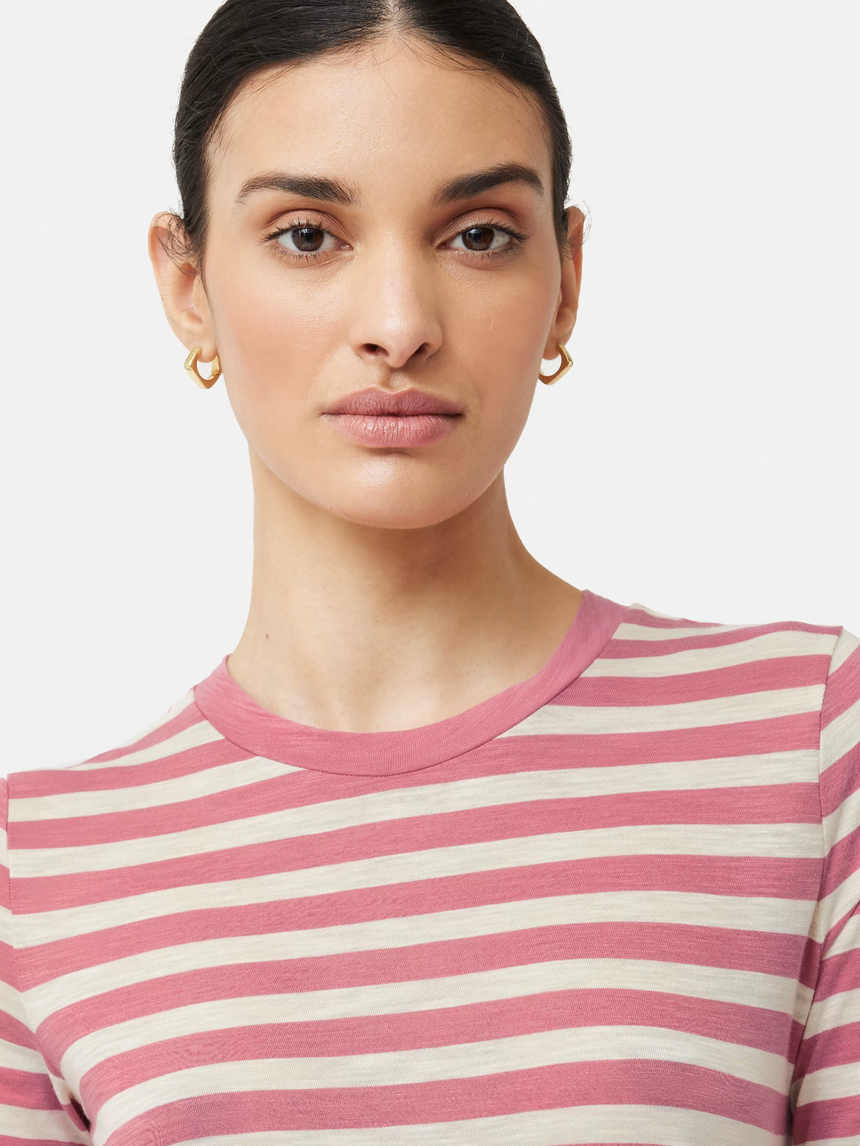 Jigsaw Cotton Slub Stripe Long Sleeve Tee-Women Tops