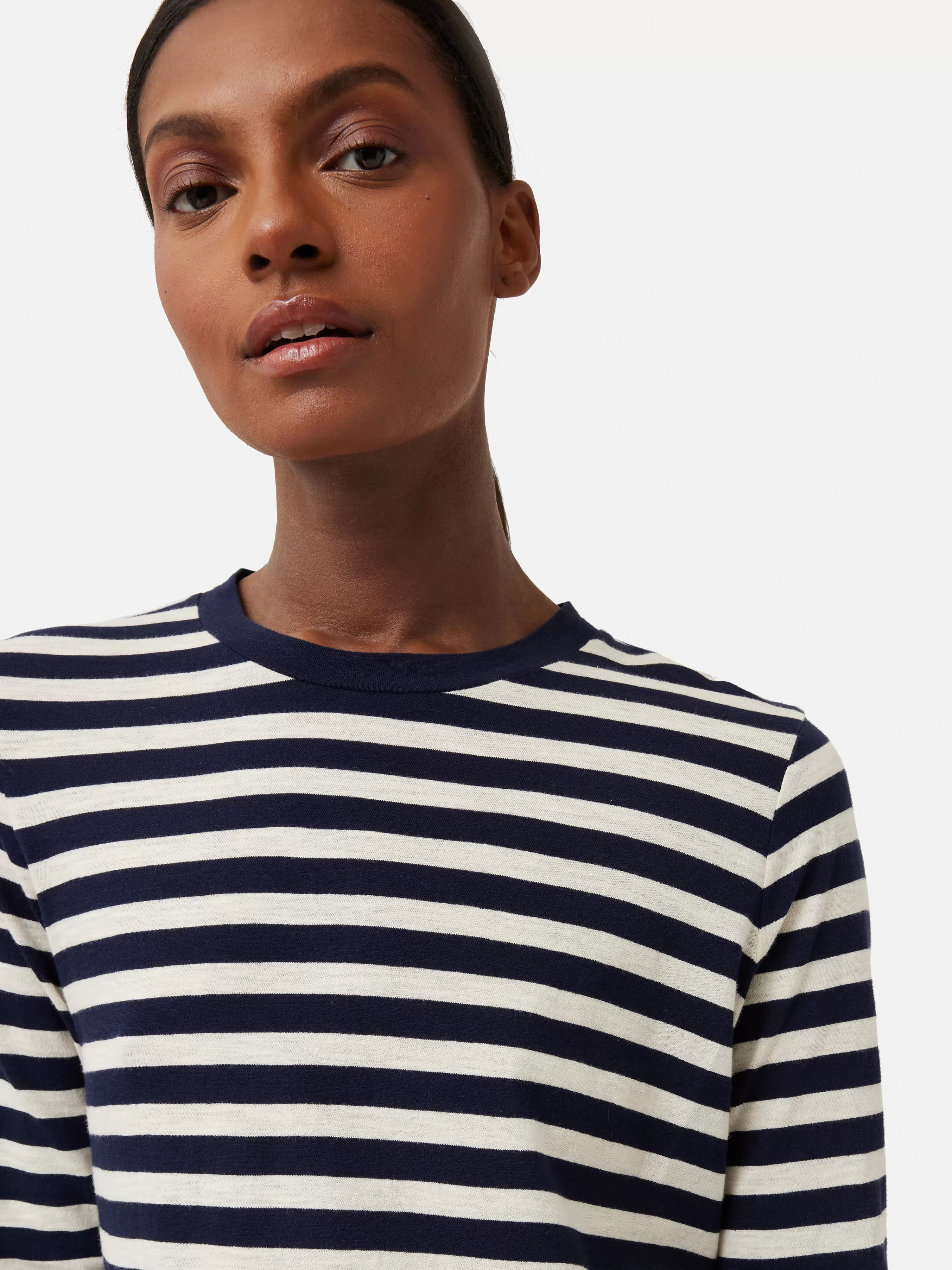 Jigsaw Cotton Slub Stripe Long Sleeve Tee-Women T-Shirts