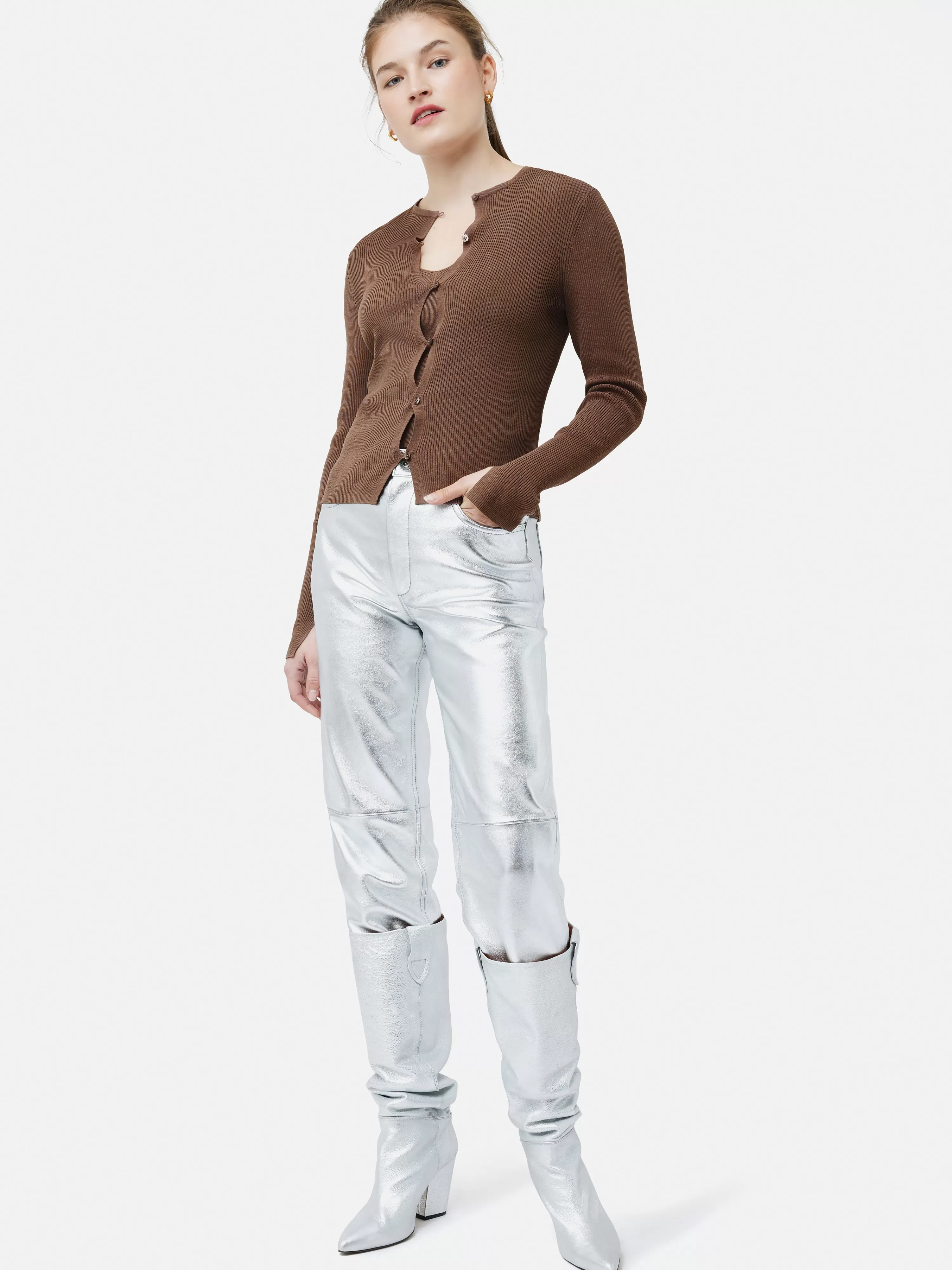 Jigsaw Cropped Crew Neck Cardigan-Women Knitwear & Cashmere