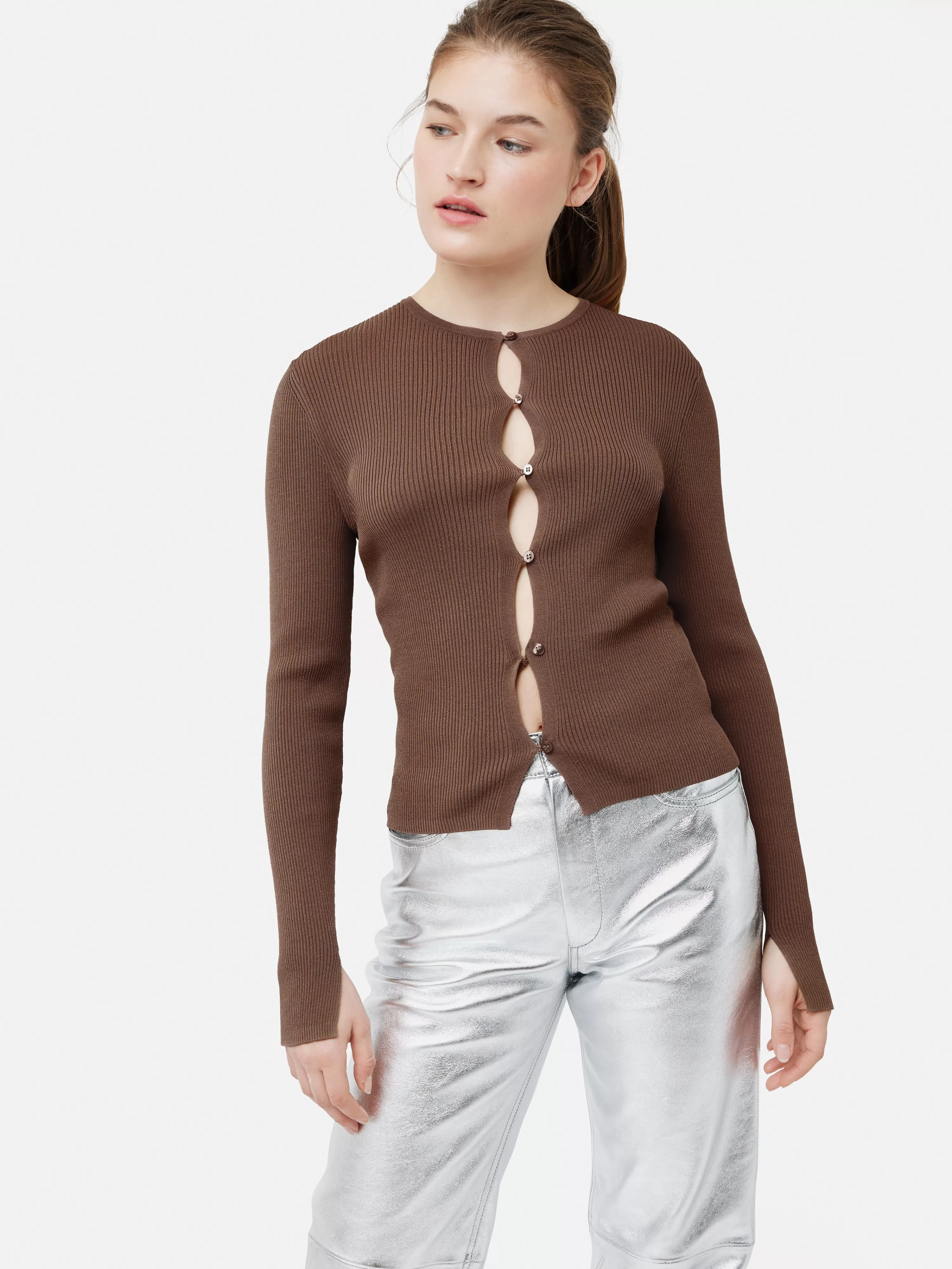 Jigsaw Cropped Crew Neck Cardigan-Women Knitwear & Cashmere