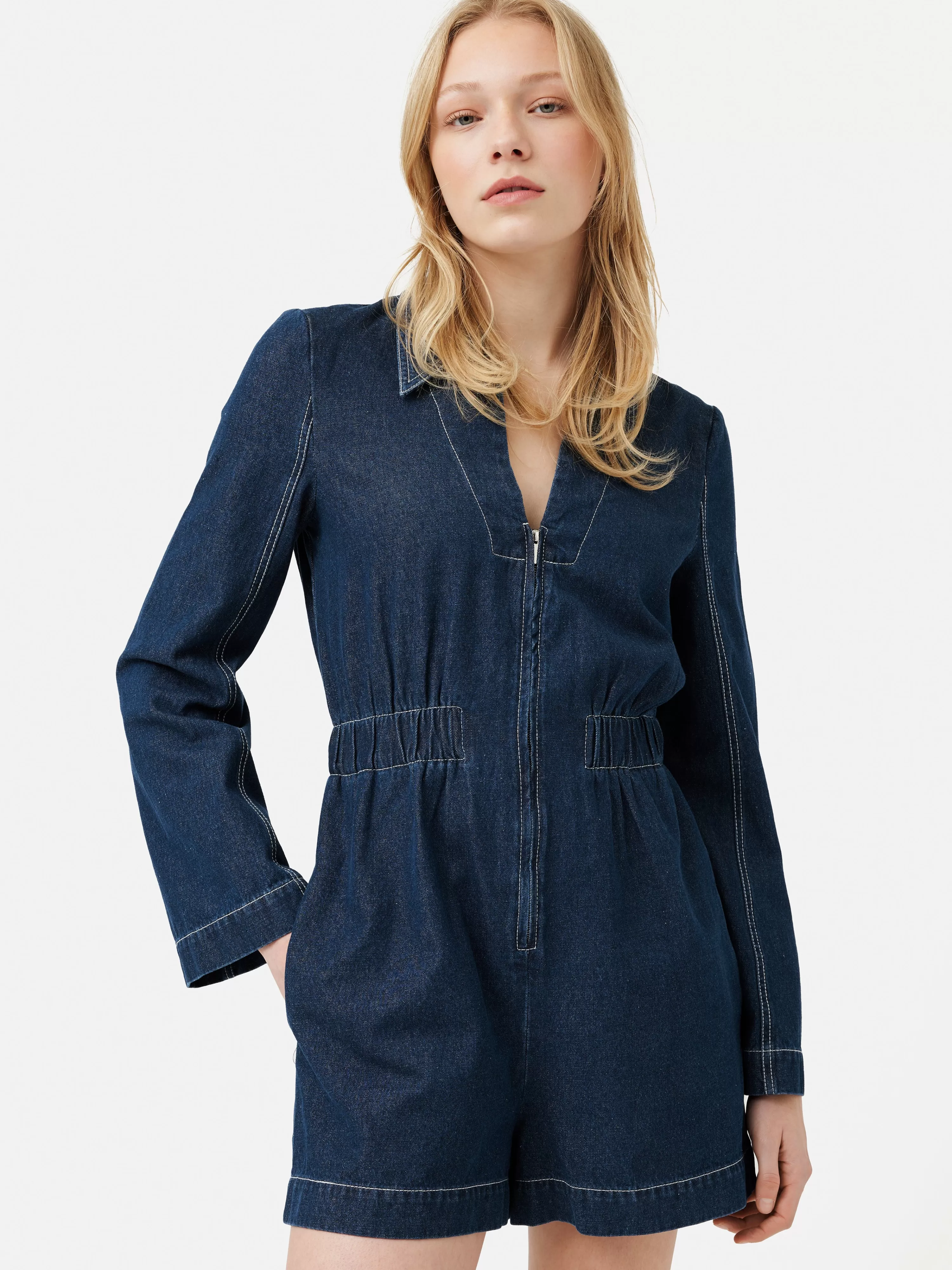 Jigsaw Denim Playsuit-Women Dresses & Jumpsuits