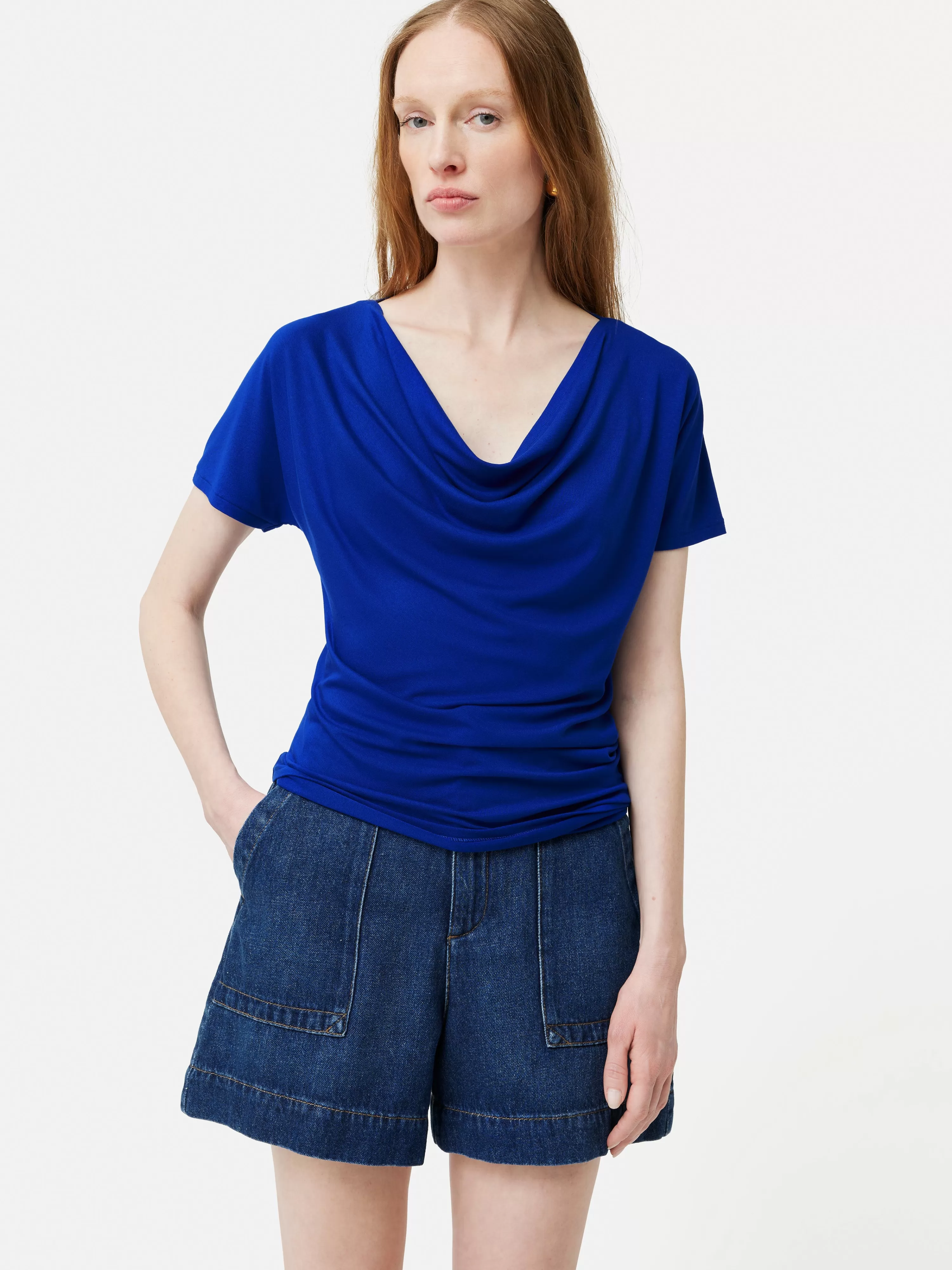 Jigsaw Drape Cowl Neck Top-Women T-Shirts