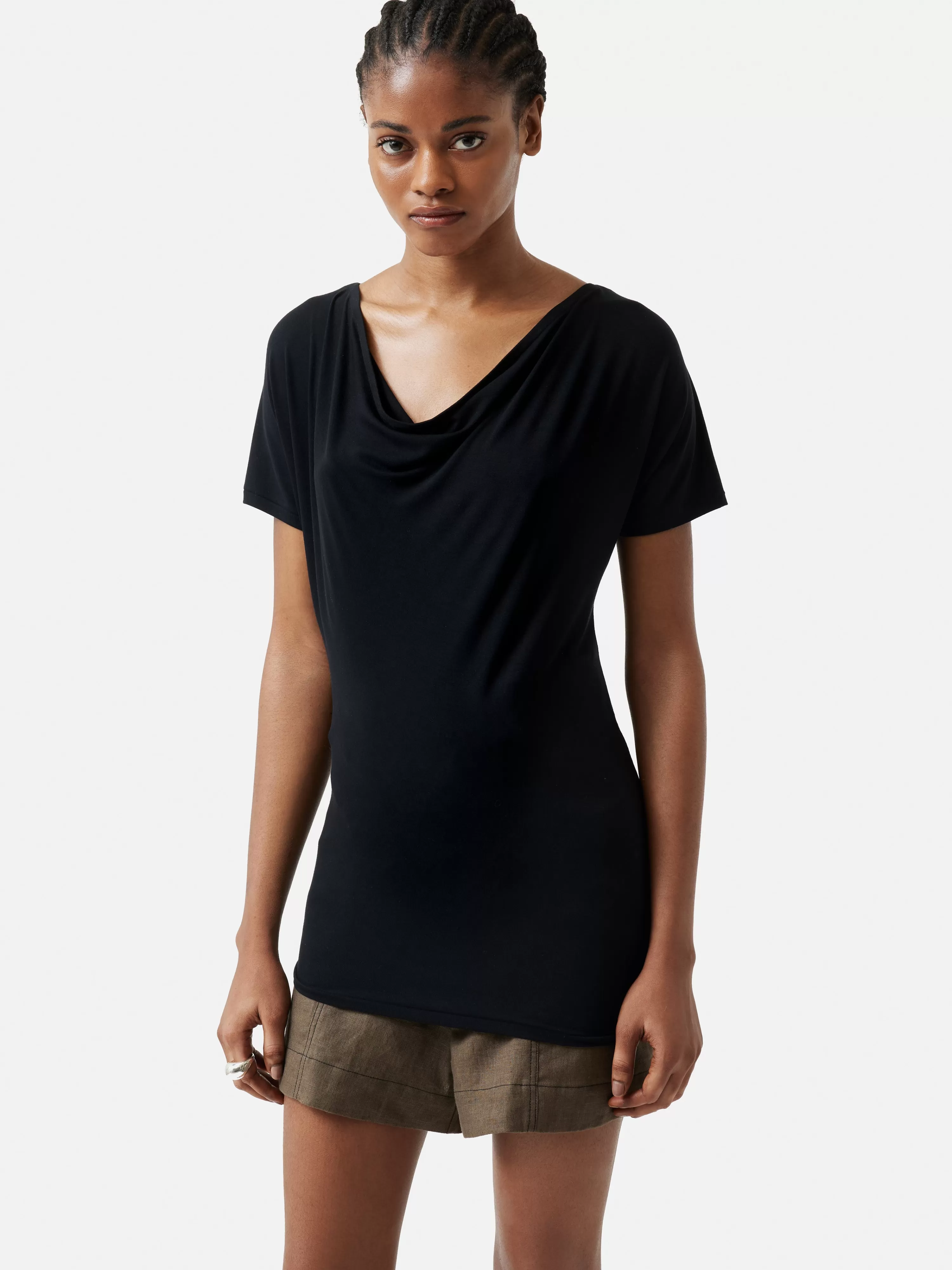 Jigsaw Drape Cowl Neck Top-Women T-Shirts