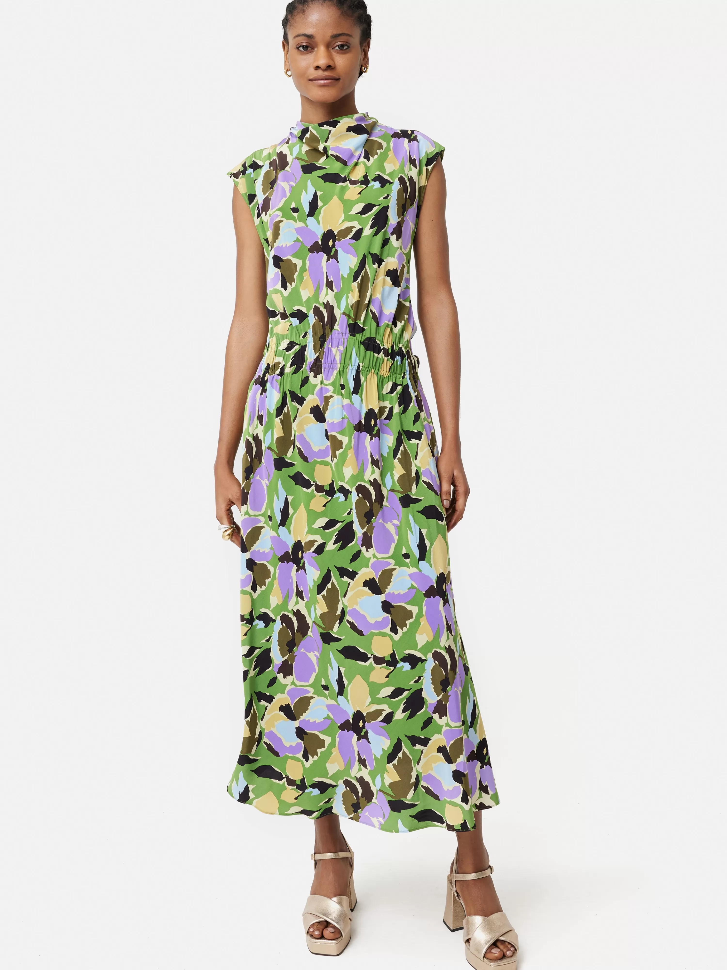 Jigsaw Graphic Pansy Cowl Neck Dress-Women Dresses & Jumpsuits