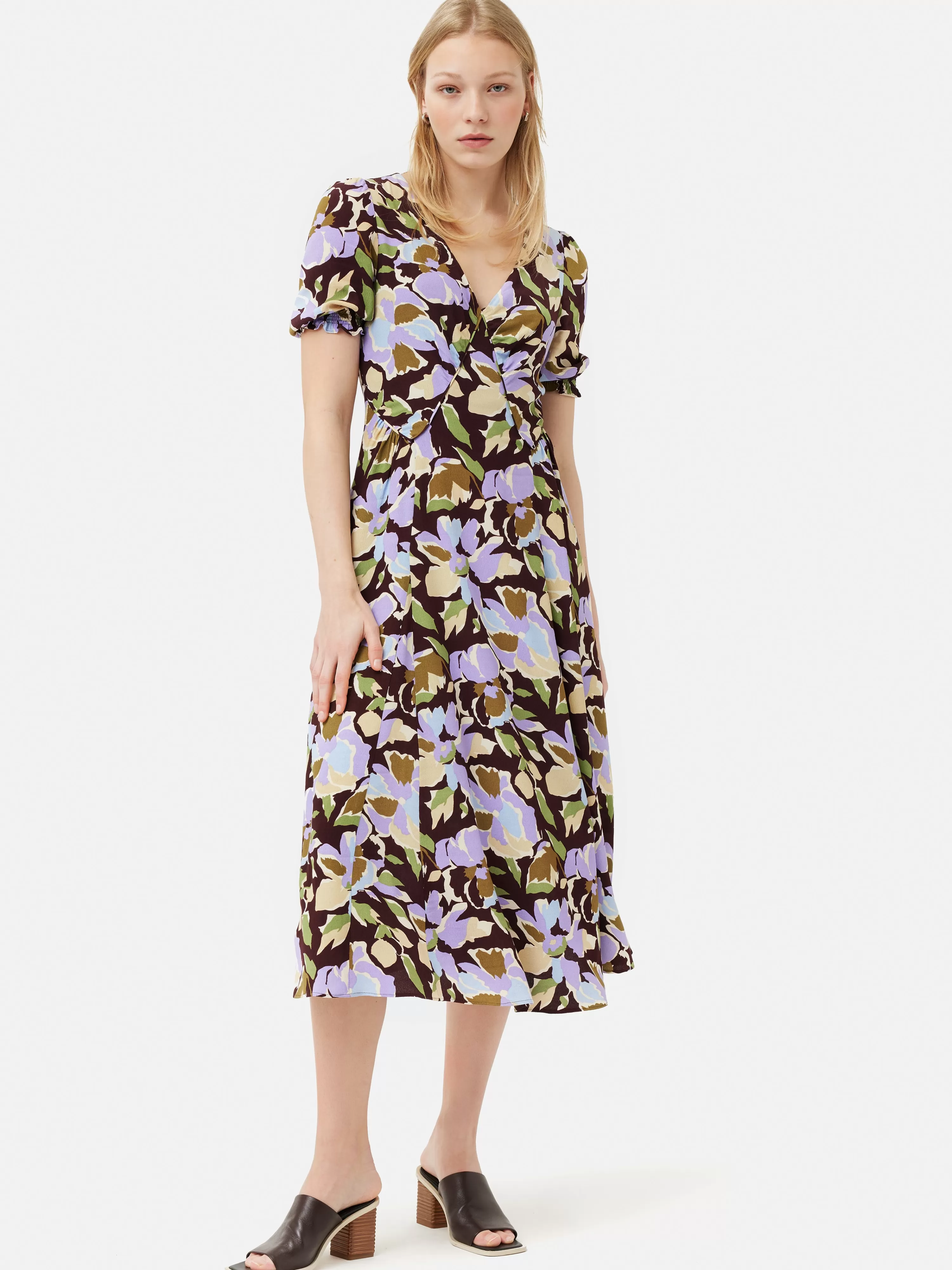 Jigsaw Graphic Pansy Crepe Tea Dress-Women Dresses & Jumpsuits