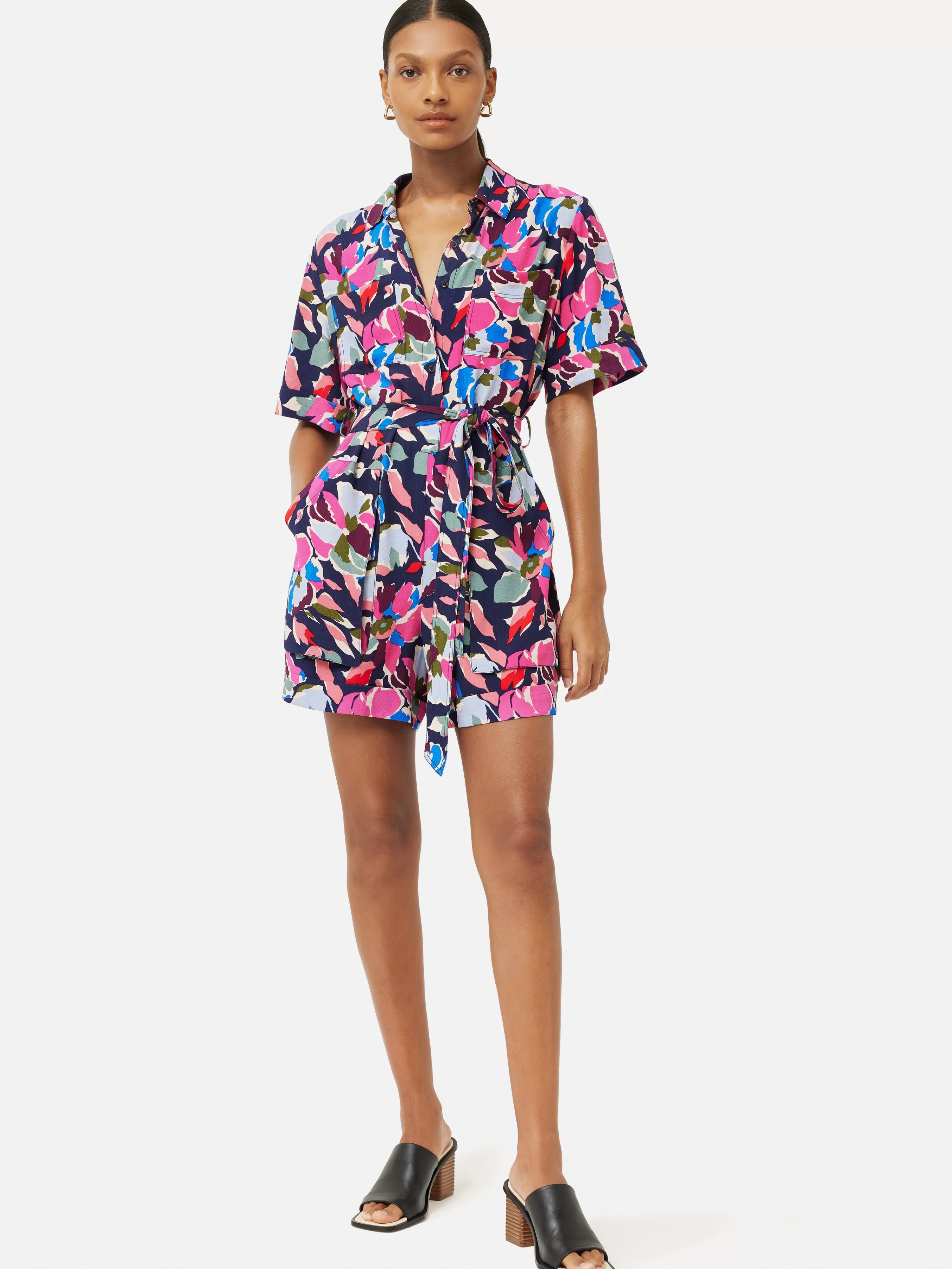 Jigsaw Graphic Pansy Playsuit-Women Dresses & Jumpsuits