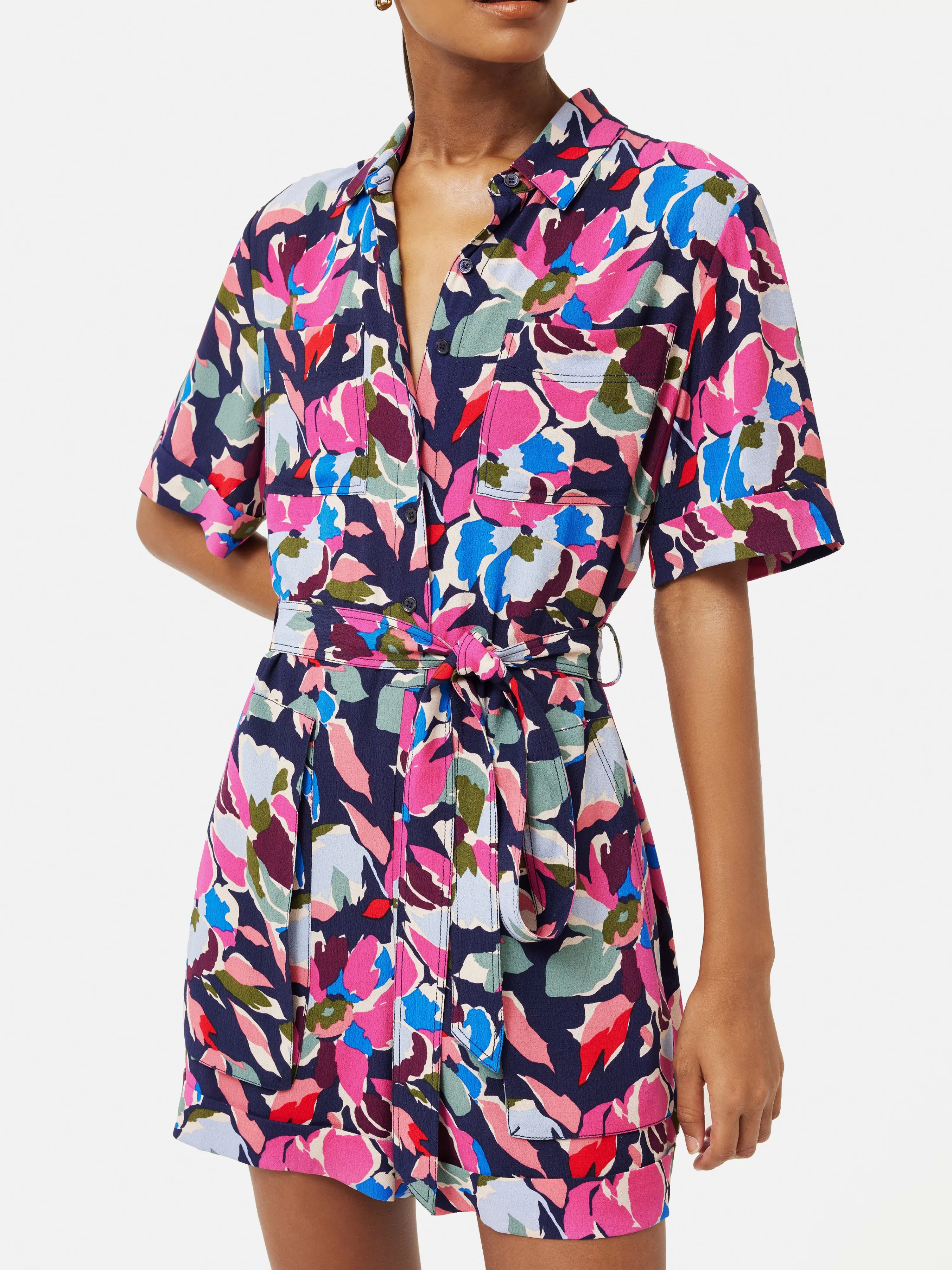 Jigsaw Graphic Pansy Playsuit-Women Dresses & Jumpsuits