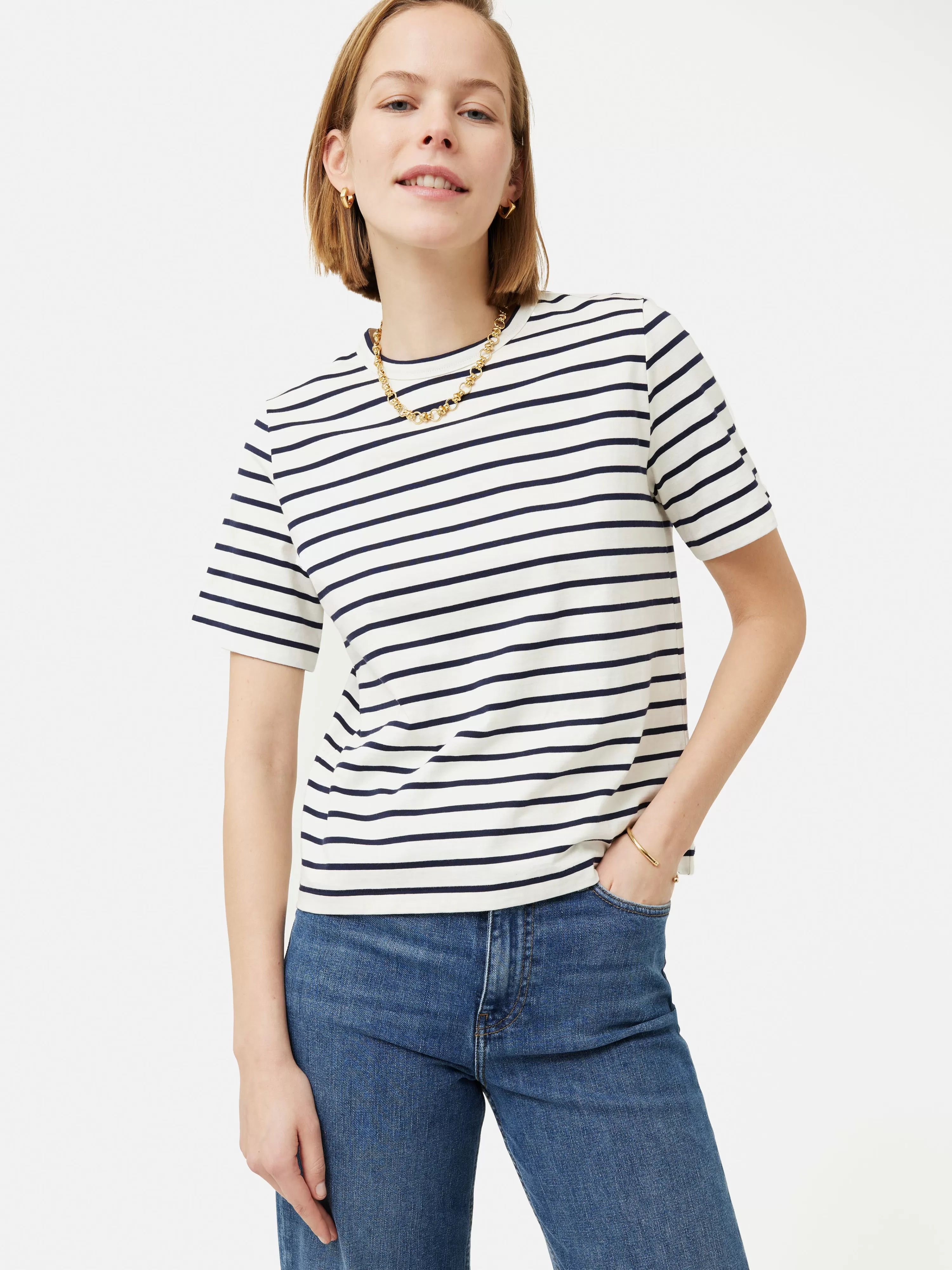 Jigsaw Heavy Cotton Stripe T-Shirt-Women Tops