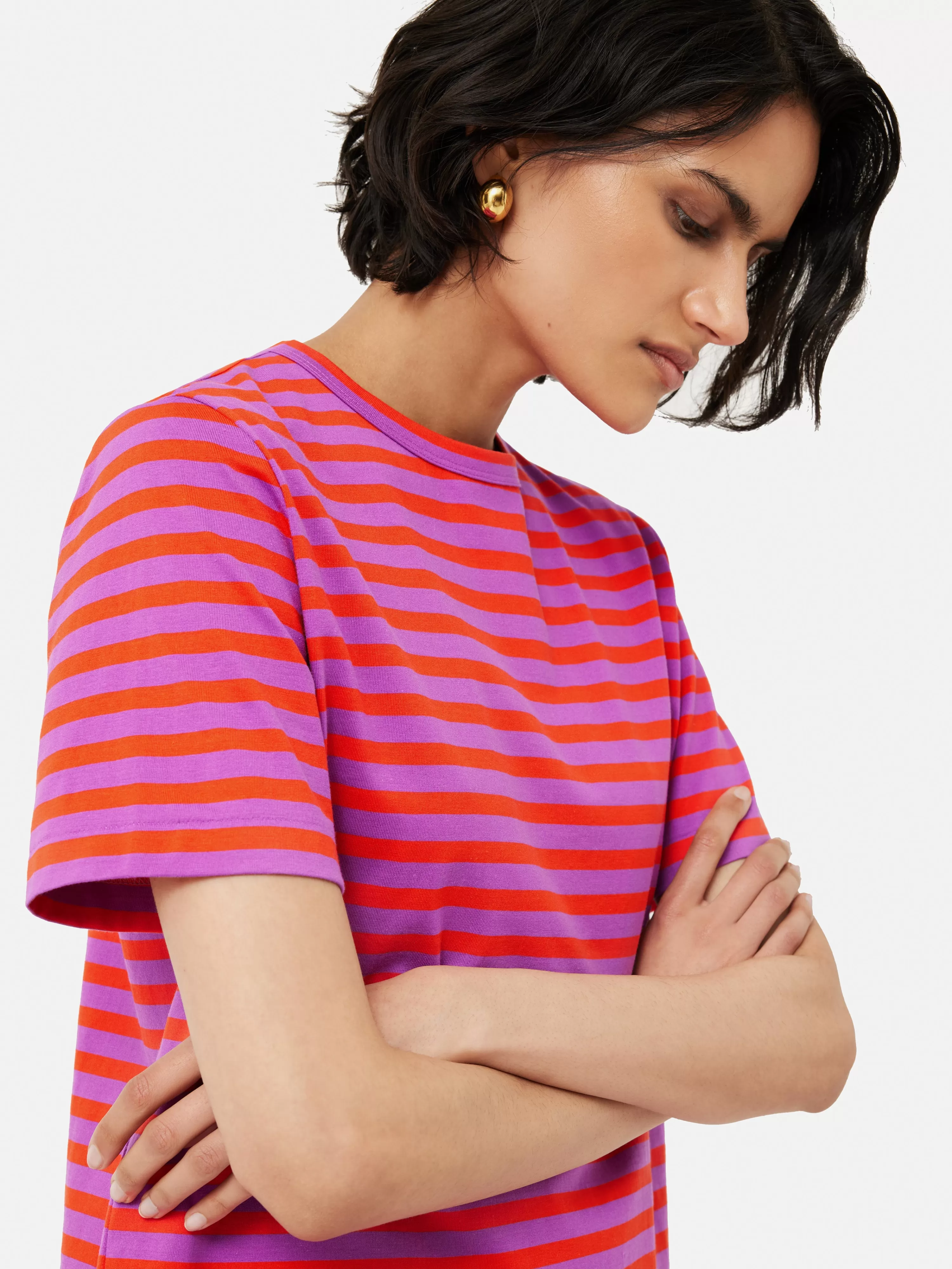 Jigsaw Heavy Cotton Stripe T-Shirt-Women T-Shirts