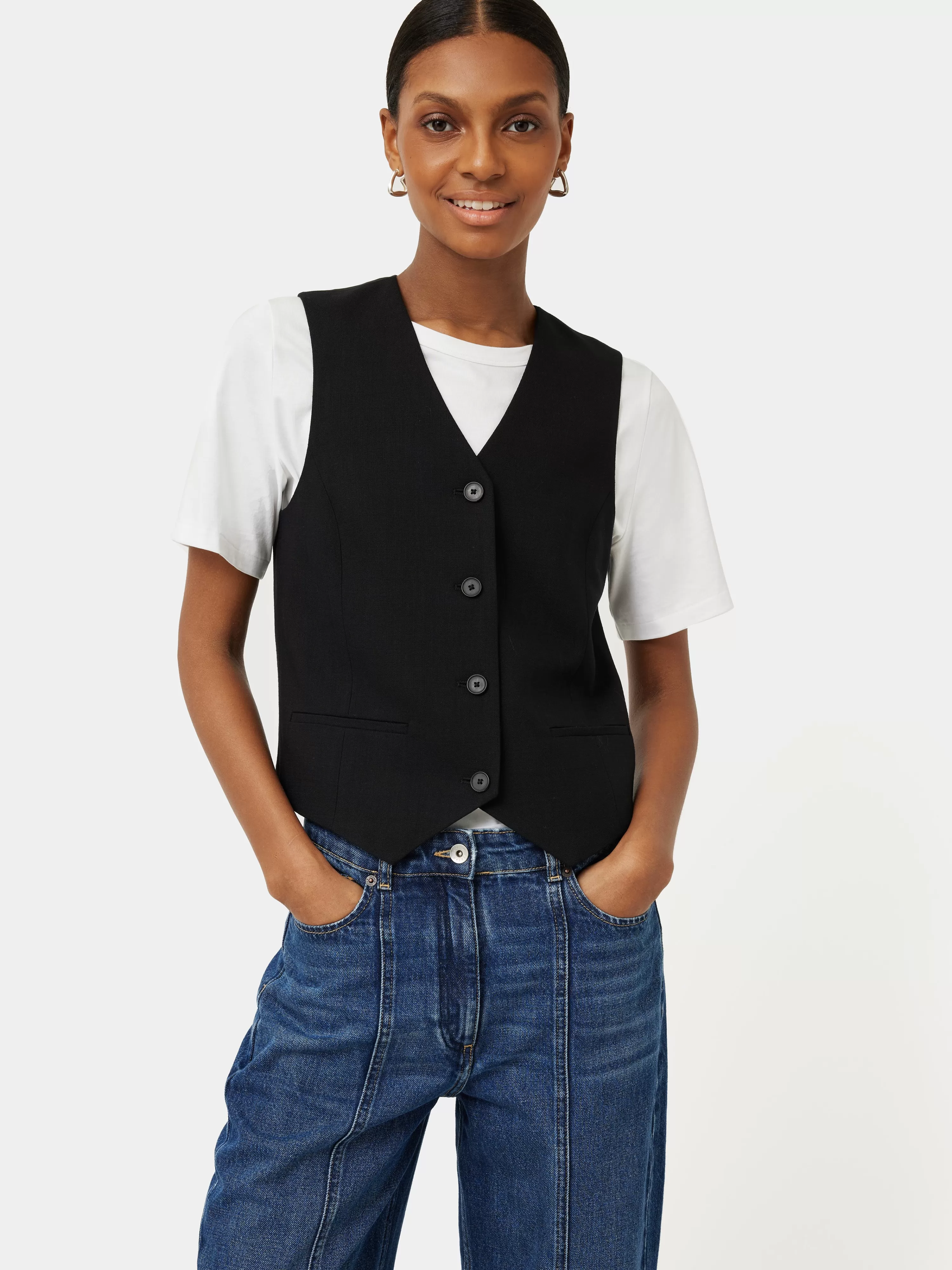 Jigsaw Hopsack Tailored Waistcoat-Women Co-Ords & Suiting