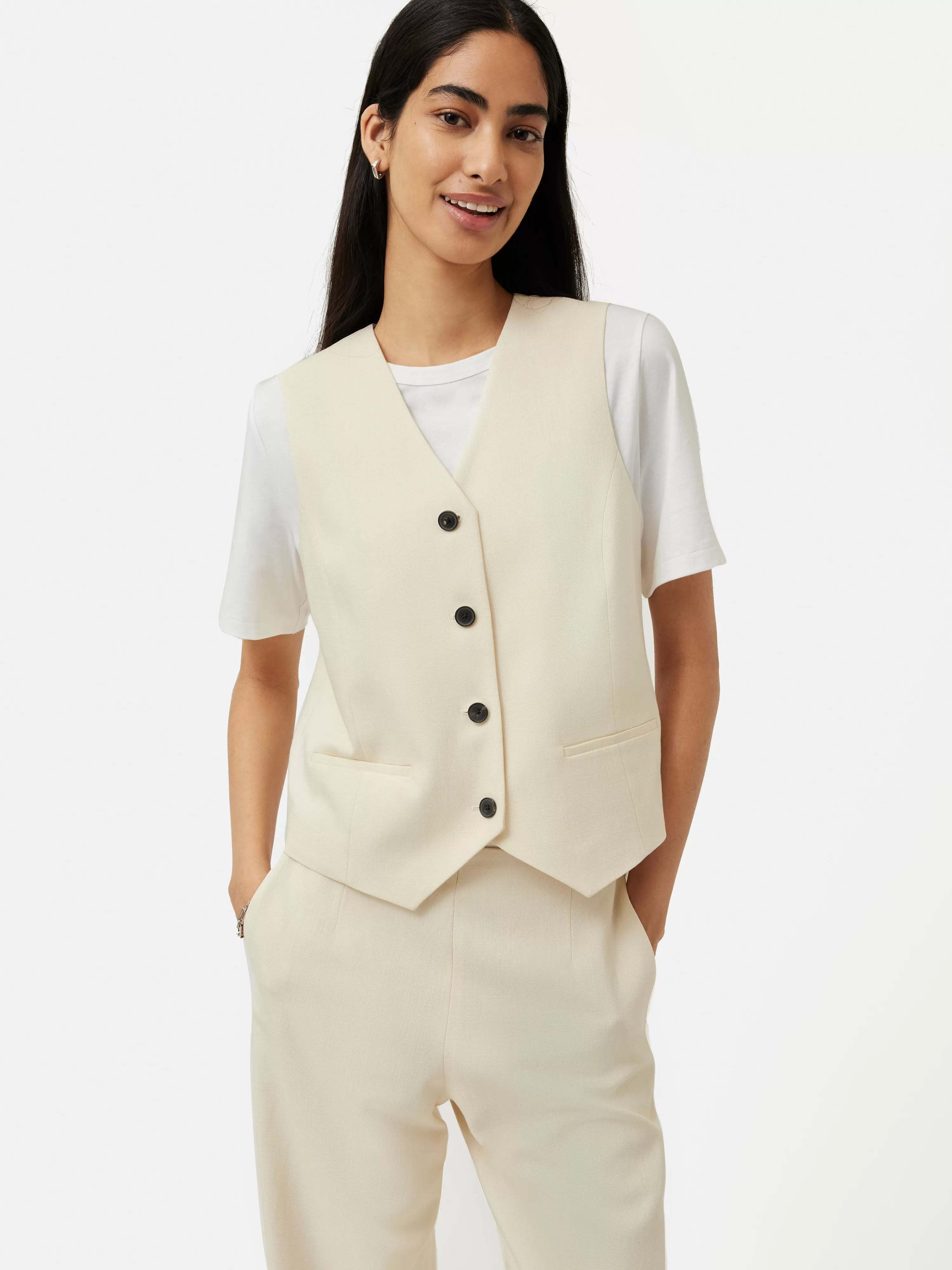 Jigsaw Hopsack Tailored Waistcoat-Women Co-Ords & Suiting