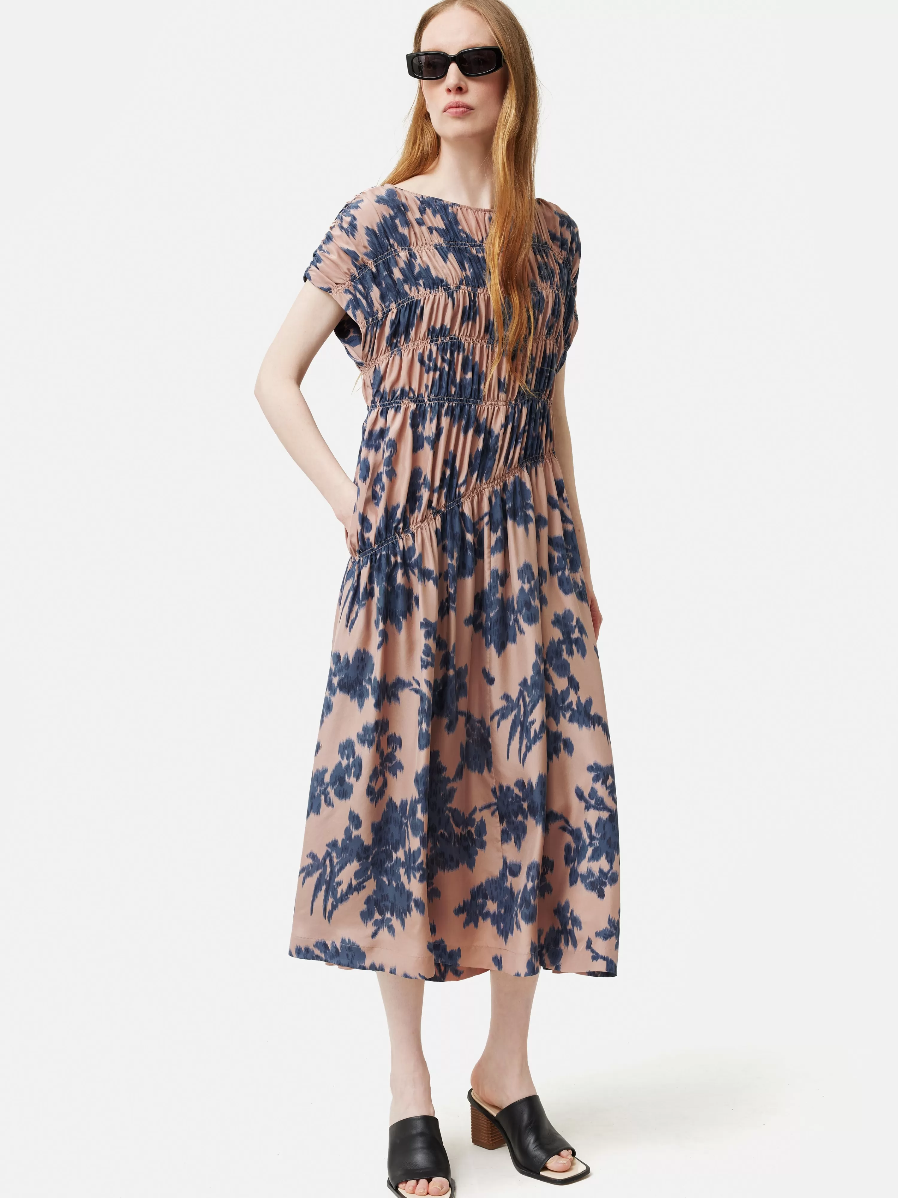 Jigsaw Ikat Posy Silk Ruched Dress-Women Dresses & Jumpsuits