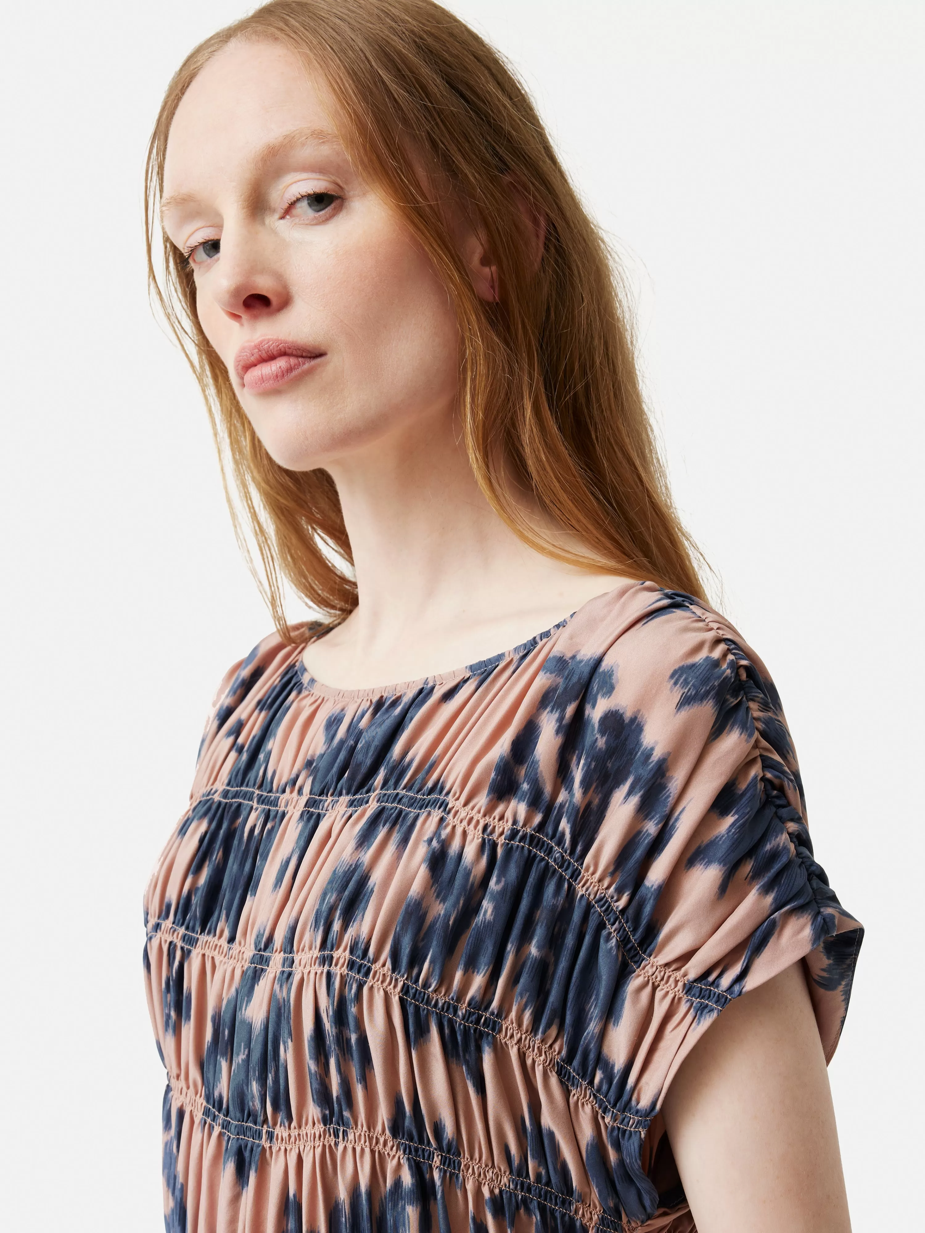 Jigsaw Ikat Posy Silk Ruched Dress-Women Dresses & Jumpsuits