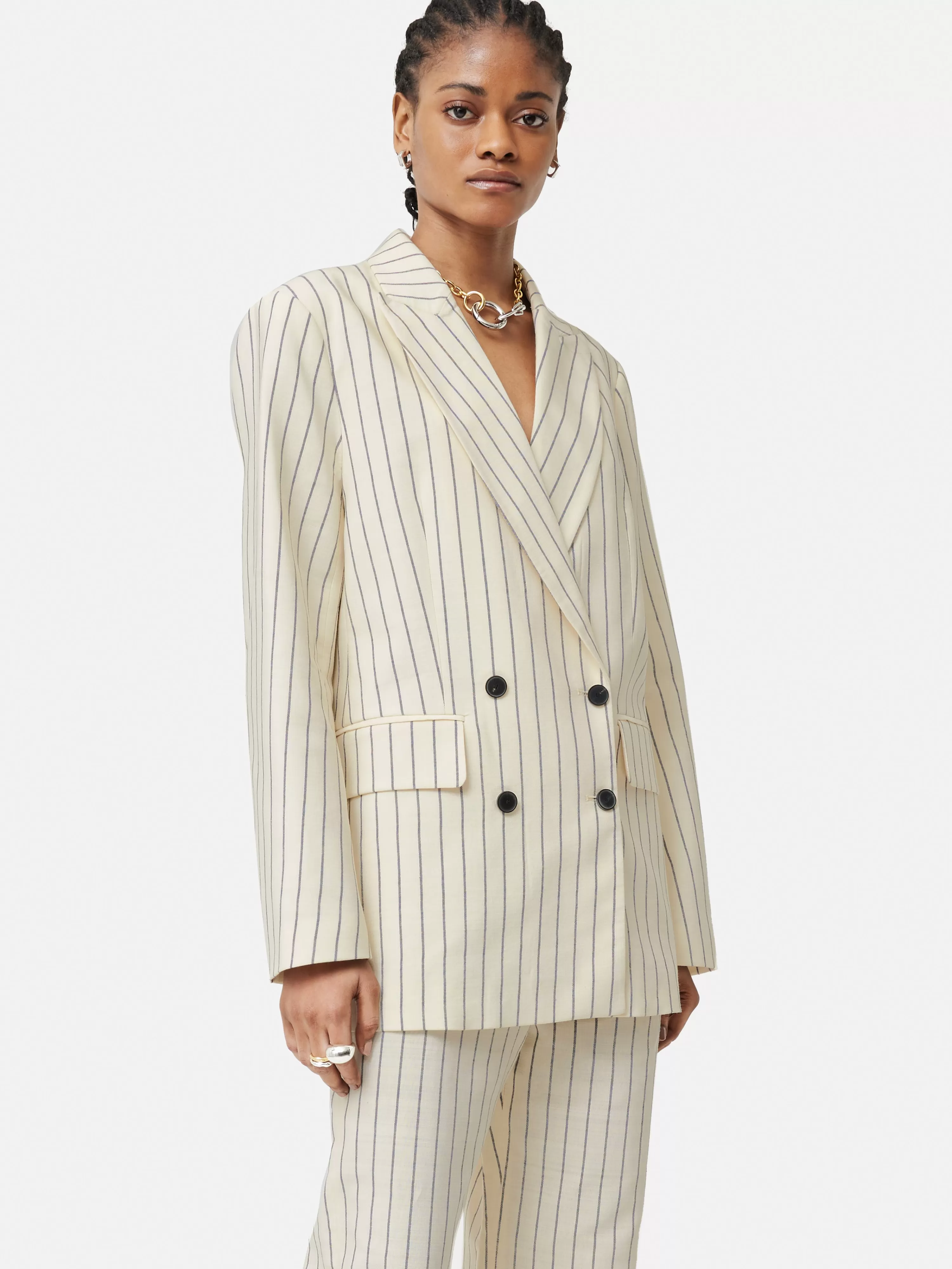 Jigsaw Italian Pinstripe Jacket-Women Coats & Jackets