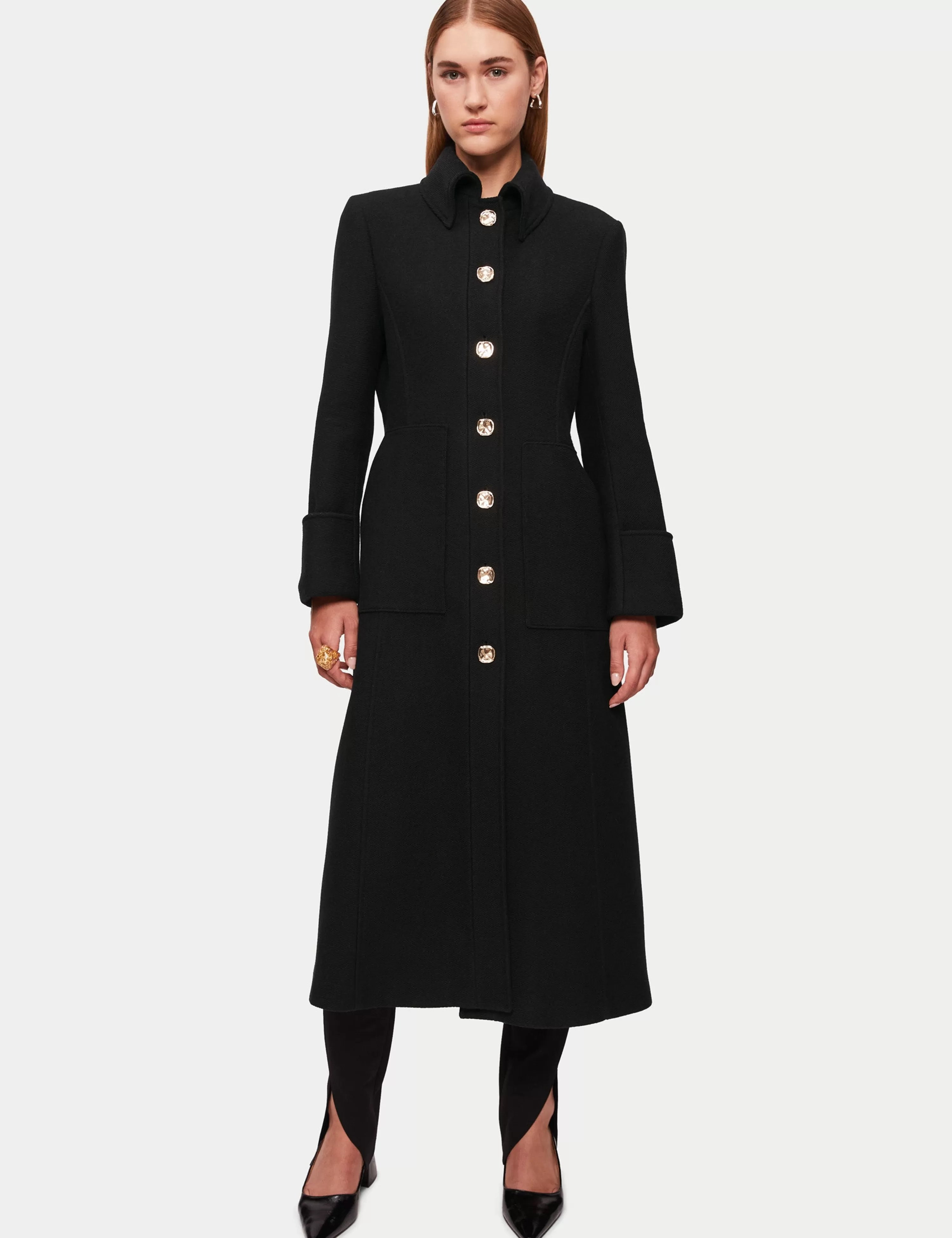 Jigsaw Italian Wool Military Coat-Women Coats & Jackets