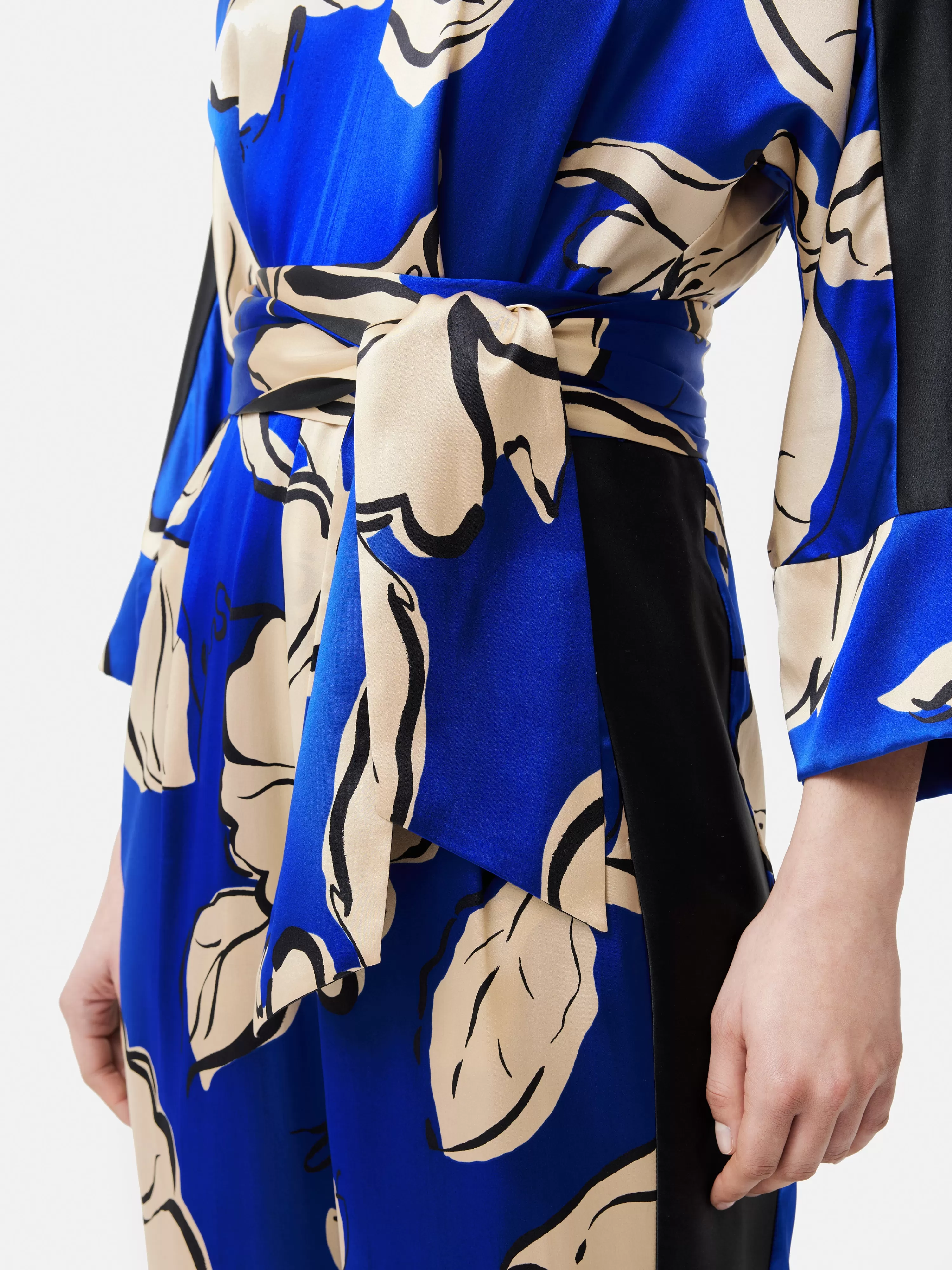 Jigsaw Leaf Outline Silk Jumpsuit-Women Dresses & Jumpsuits