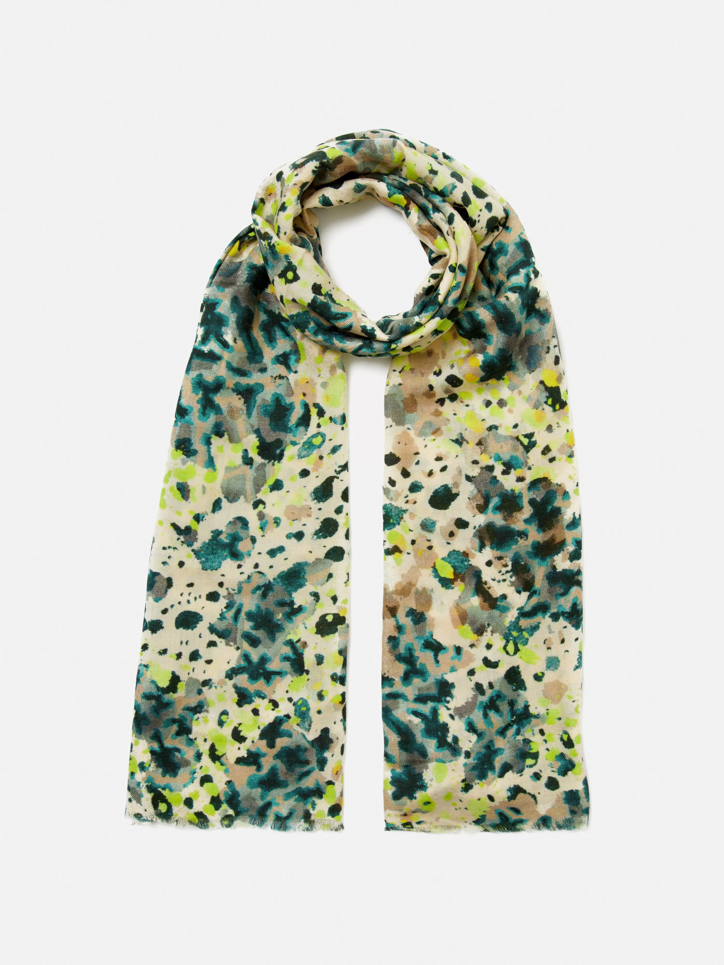 Jigsaw Leopard Wool Silk Scarf-Women Ponchos & Scarves