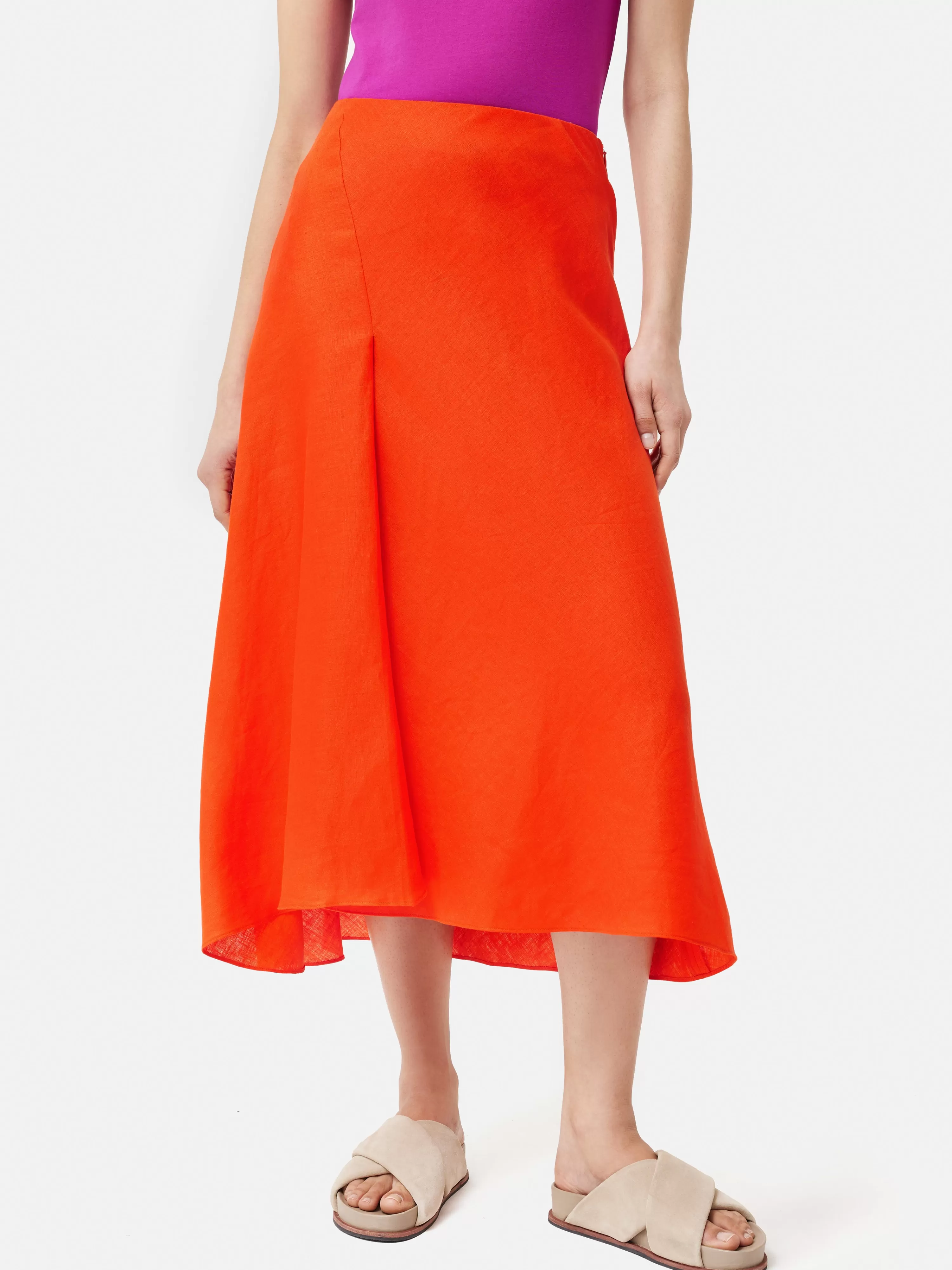 Jigsaw Linen Asymmetric Skirt-Women Skirts