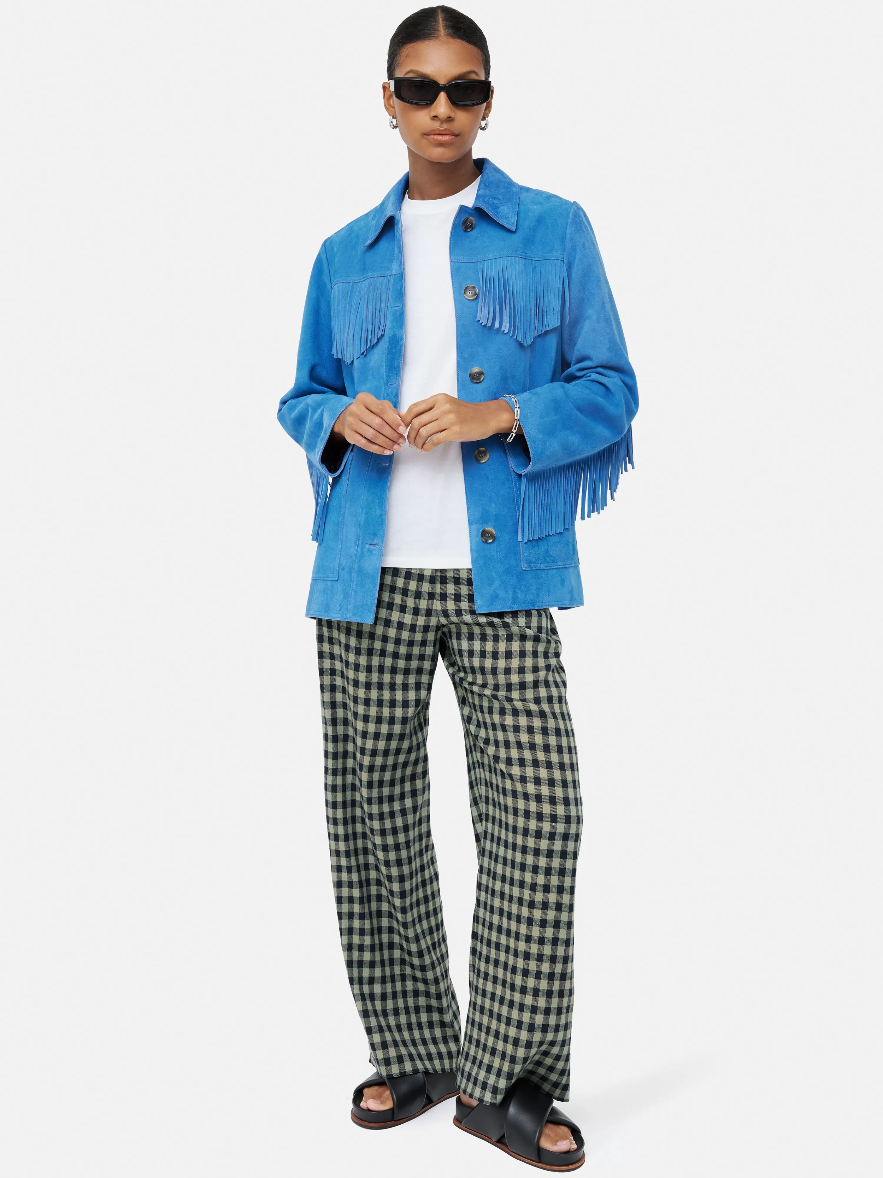 Jigsaw Linen Check Dale Trouser-Women Trousers