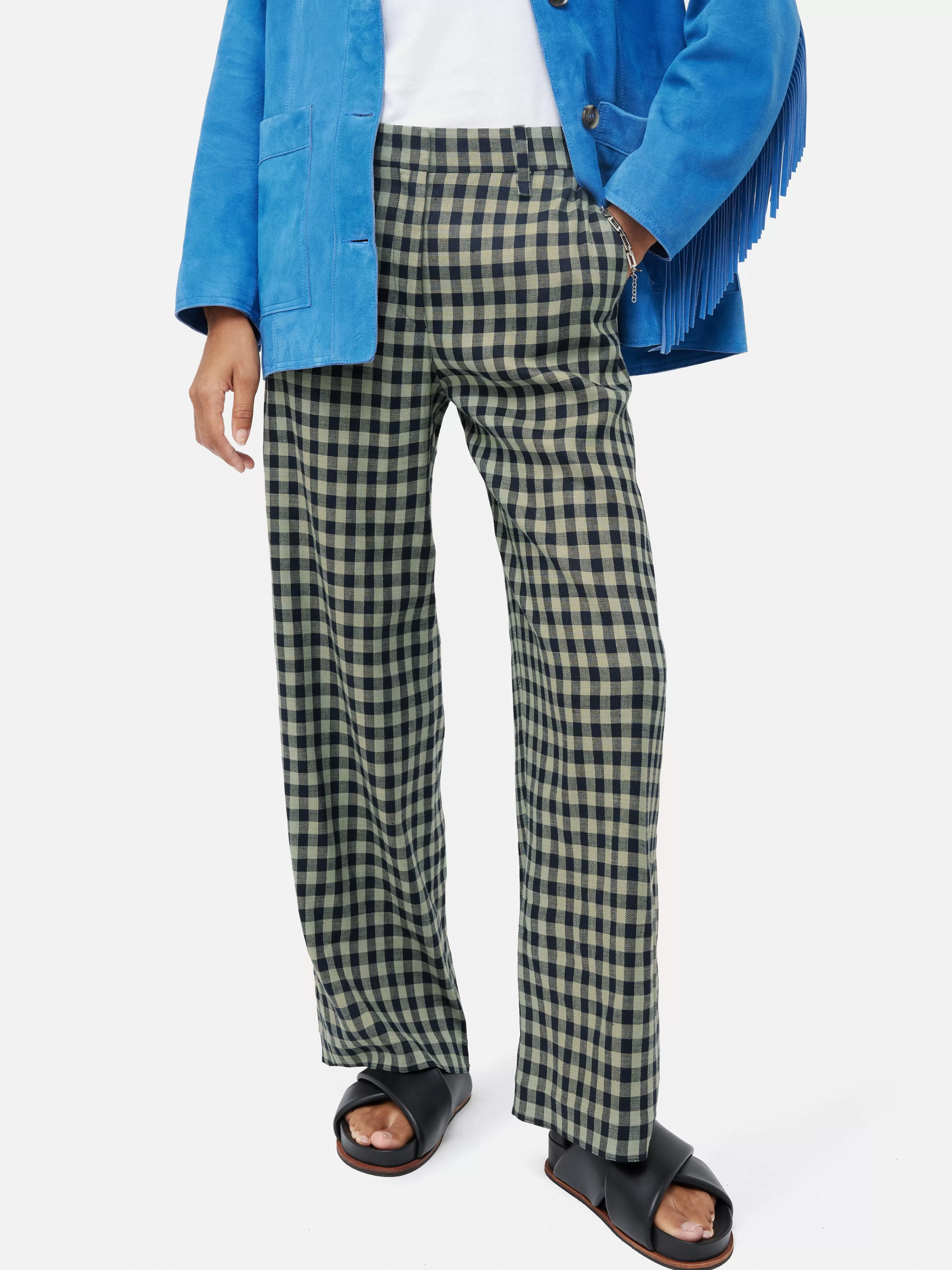 Jigsaw Linen Check Dale Trouser-Women Trousers