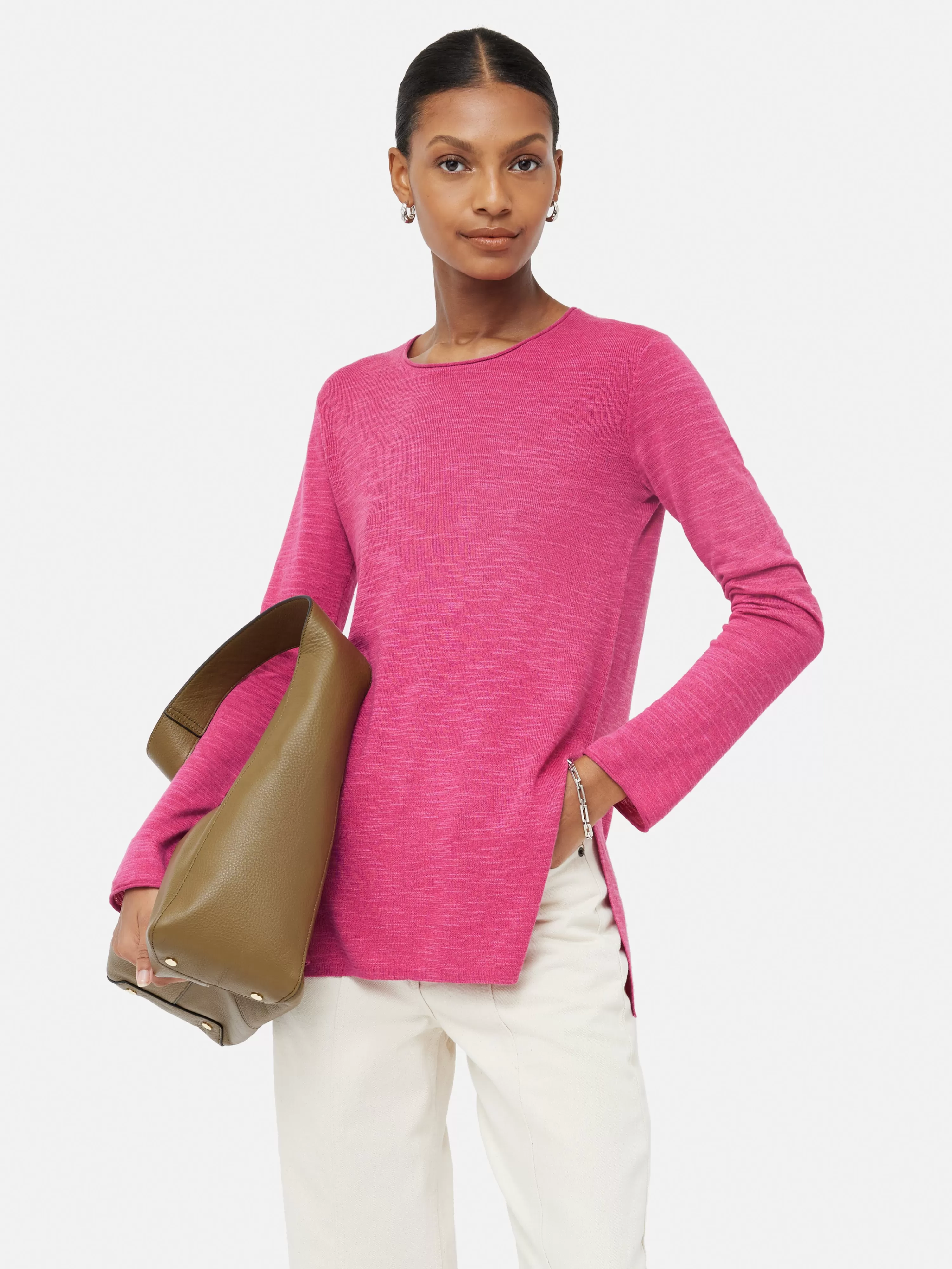 Jigsaw Linen Cotton Crew Neck Jumper-Women Knitwear & Cashmere