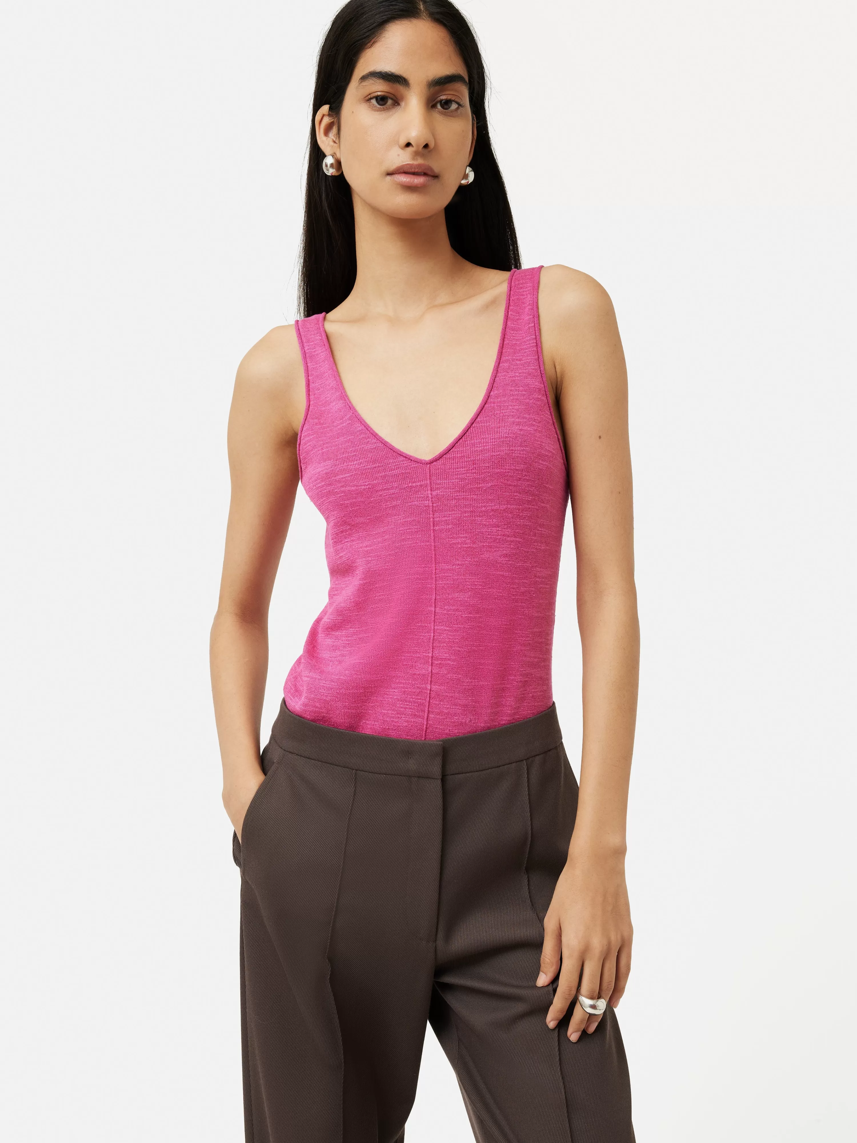 Jigsaw Linen Cotton V Neck Vest-Women Knitwear & Cashmere