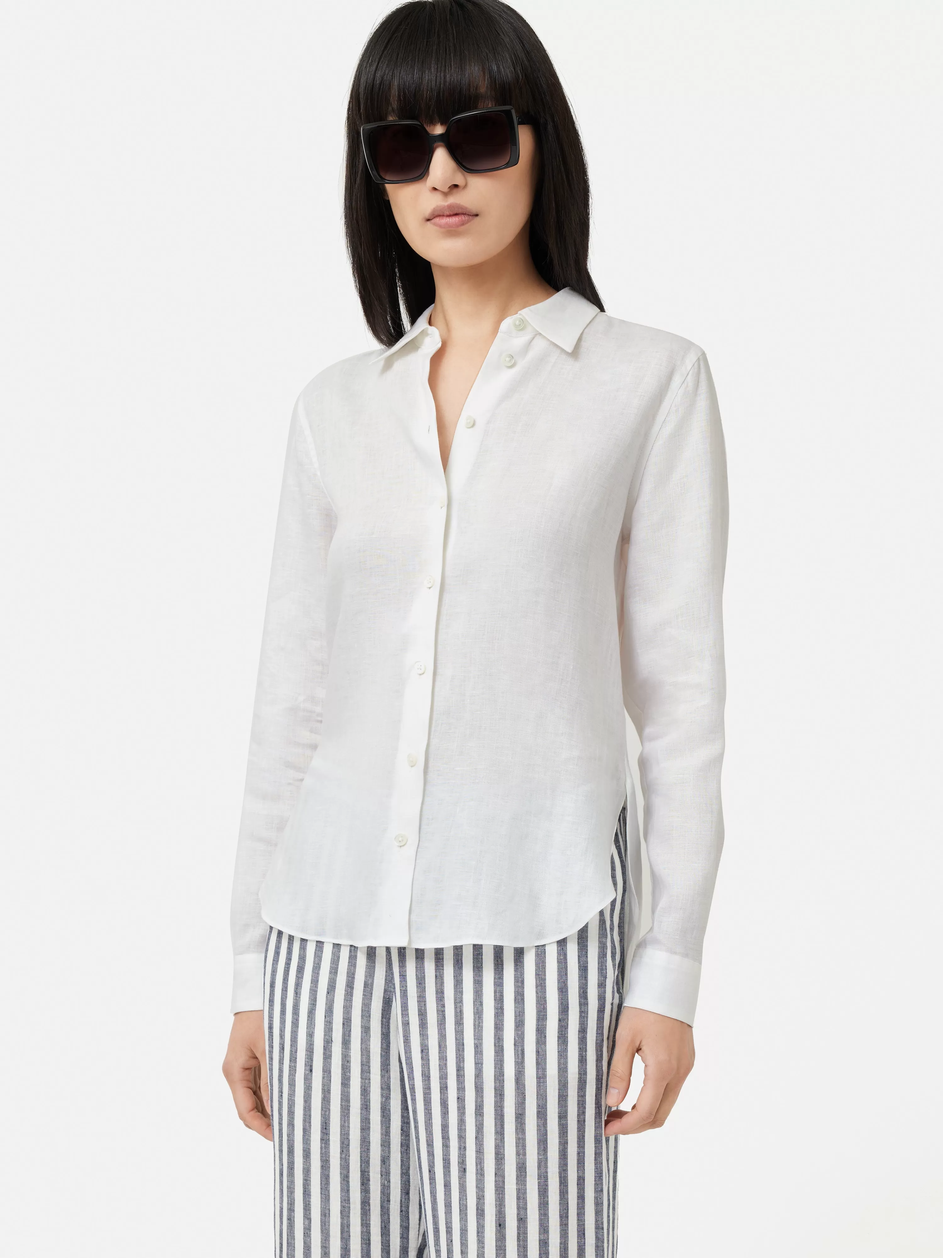 Jigsaw Linen Long Sleeve Shirt-Women Shirts & Blouses