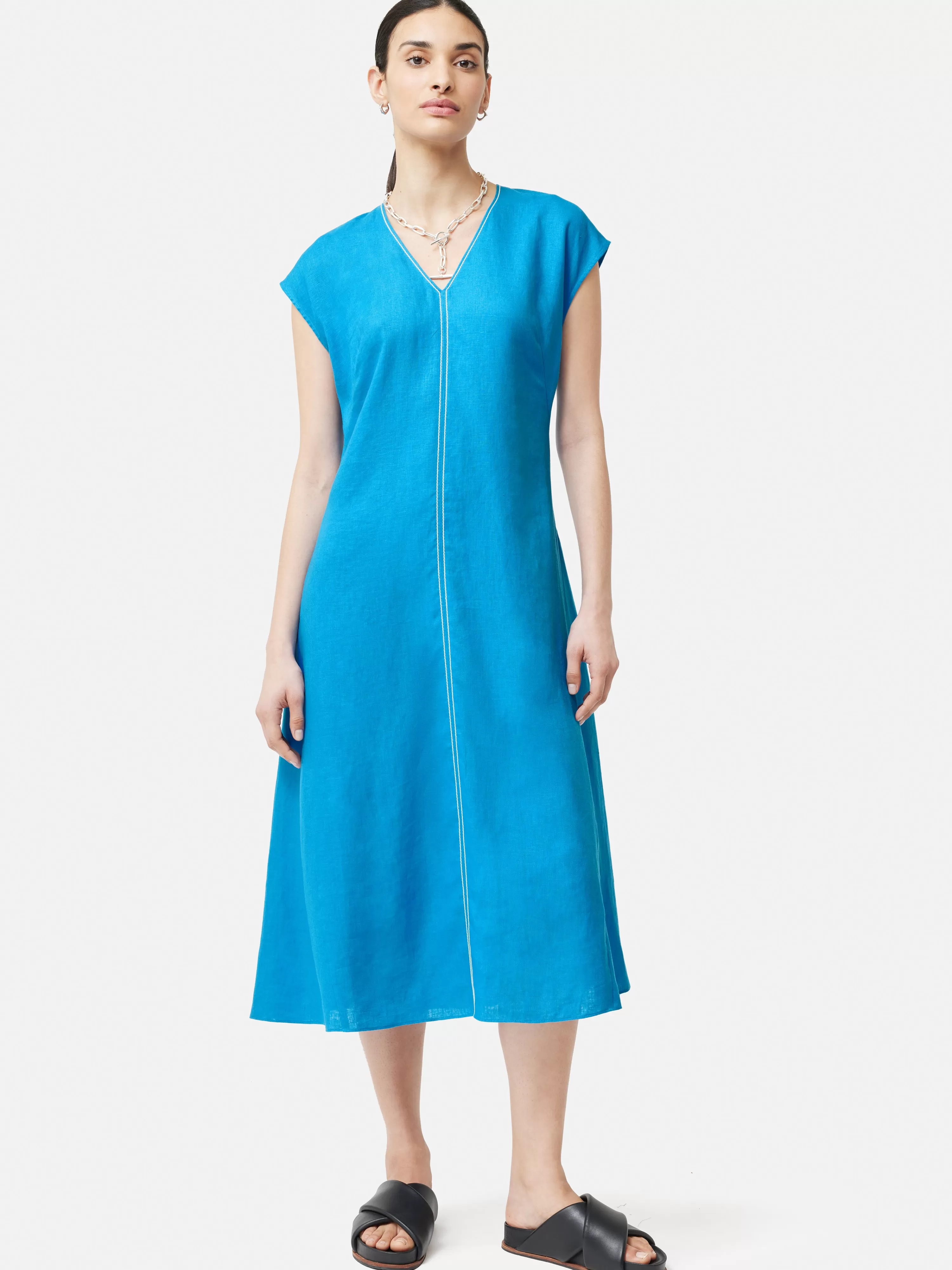 Jigsaw Linen Midi Dress-Women Dresses & Jumpsuits