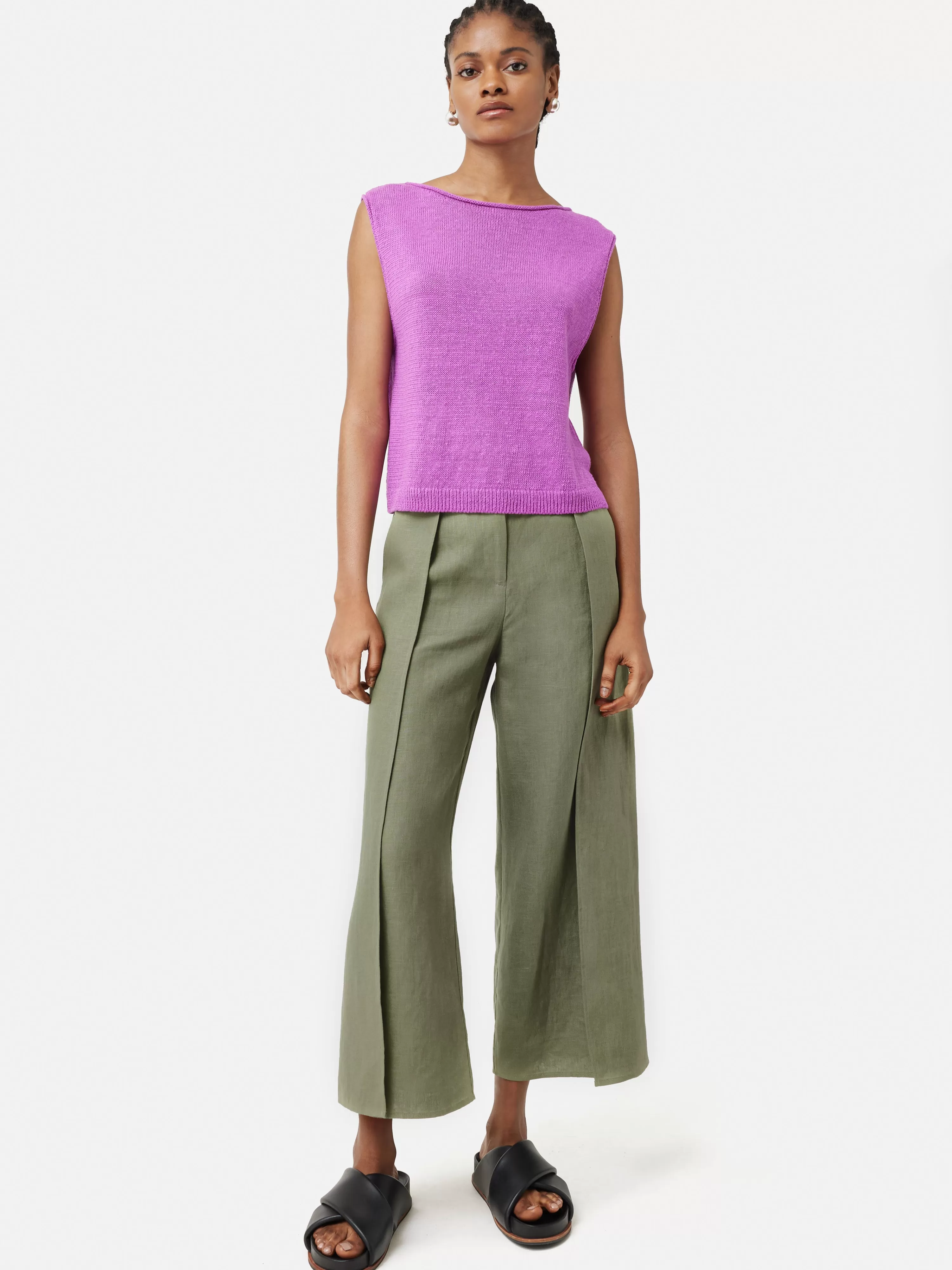 Jigsaw Linen Pleat Front Trouser-Women Trousers